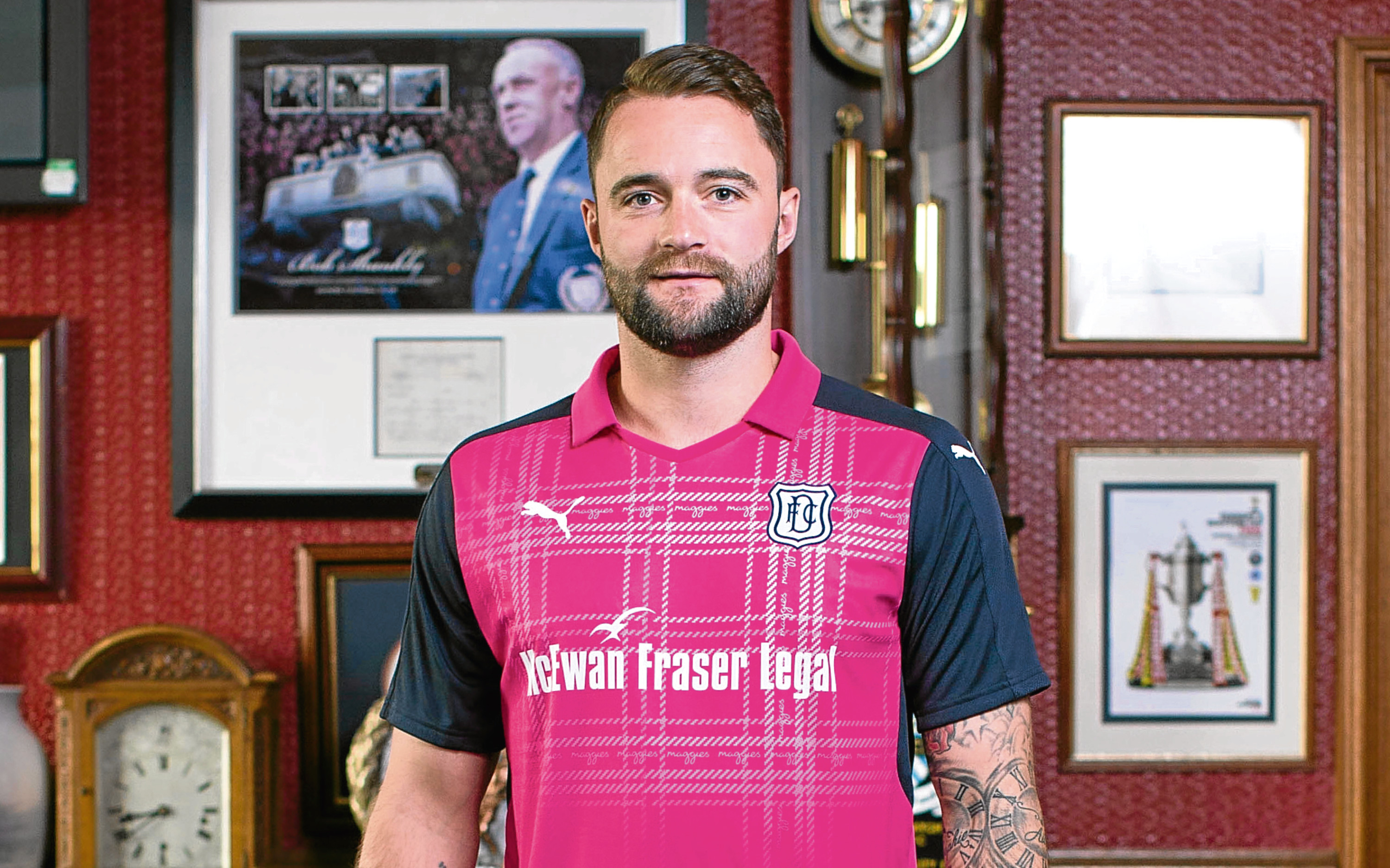 James McPake in the new charity shirt.