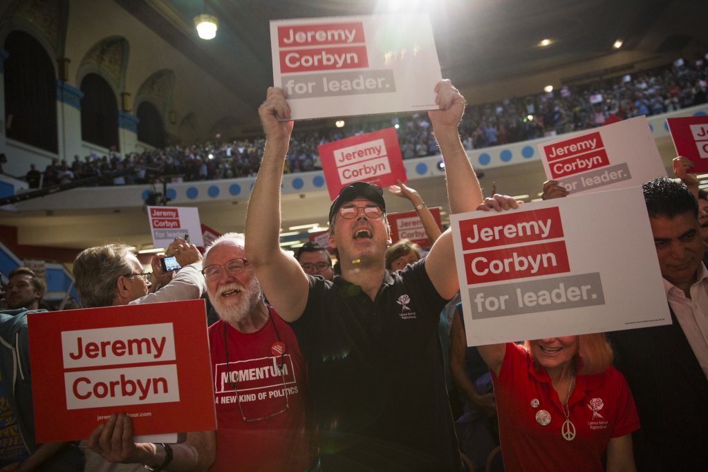 Jeremy Corbyn supporters during a rally for the Labour leader at Ruach City Church in Kilburn on August 21,
