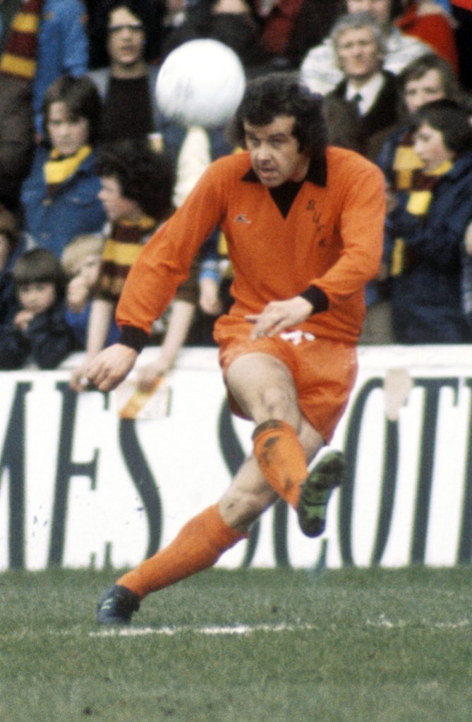 Frank Kopel in action during a Motherwell V Dundee United match on April 17, 1977. 