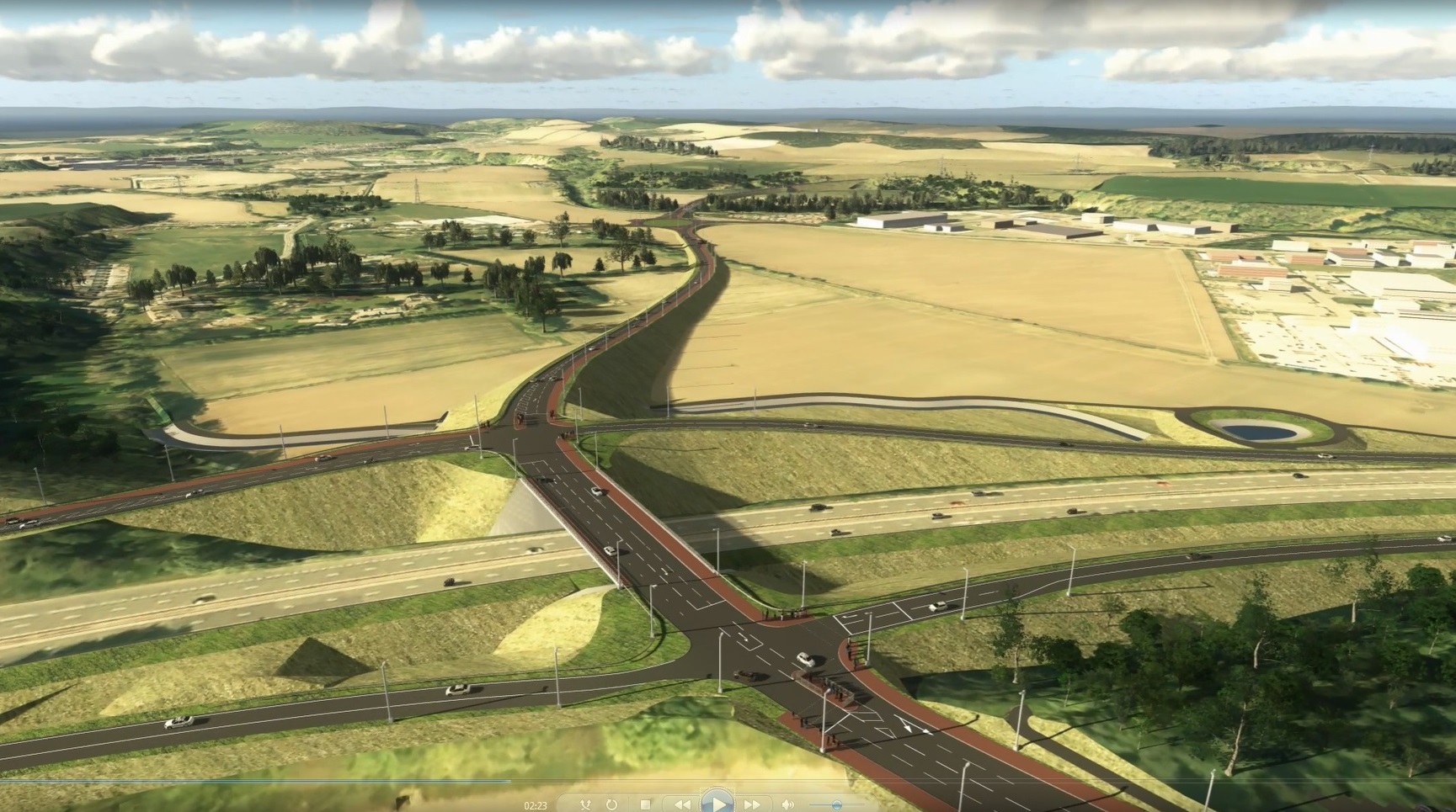 A85-A9 new GSJ looking east to new bridge over River Almond