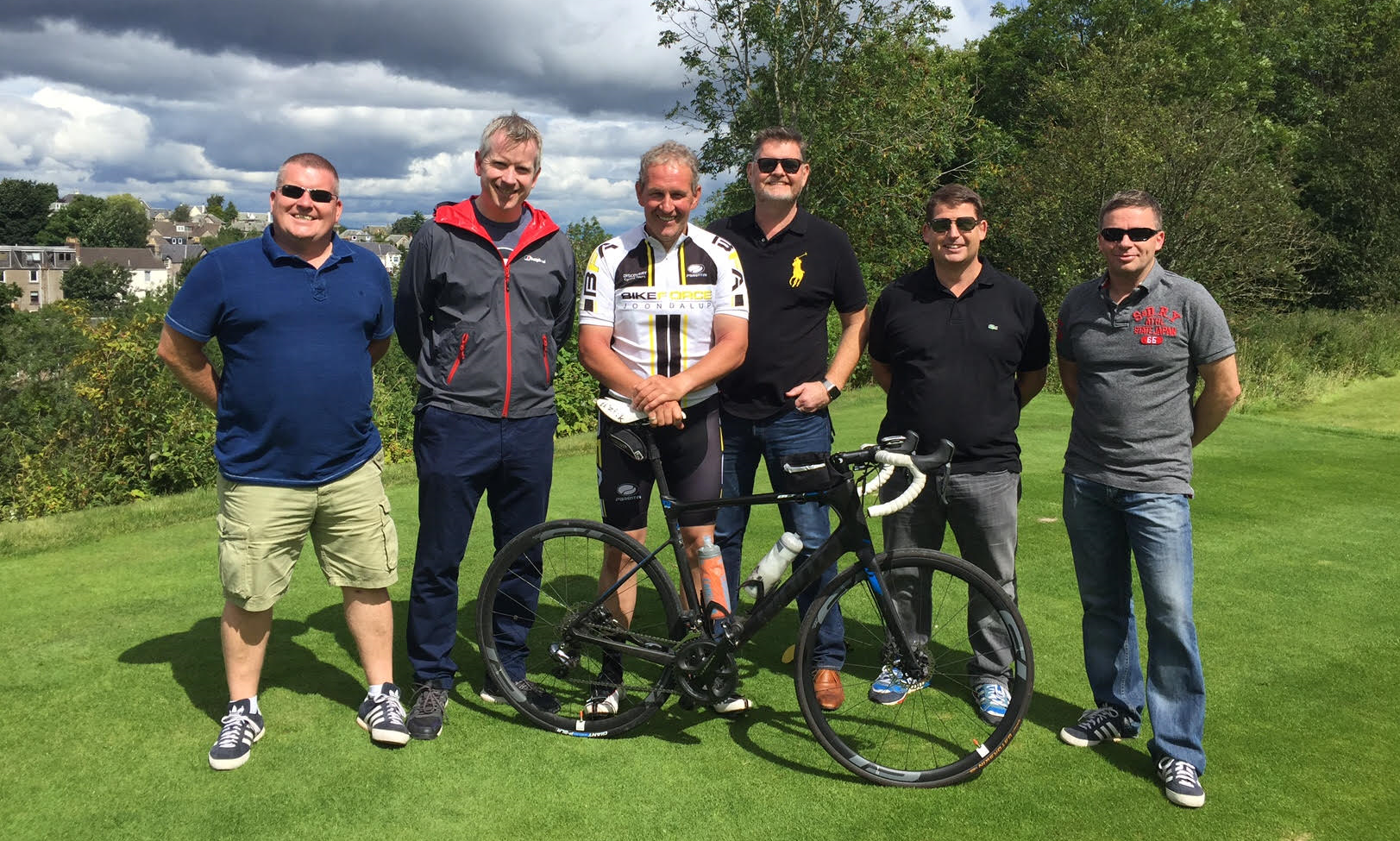 Mission accomplished: The Beveridge cycle group (from left) Neil McDonald, Bruce Bannerman, Grant Beveridge, Athole McDonald, Ross Middleton and Ally Johnston.