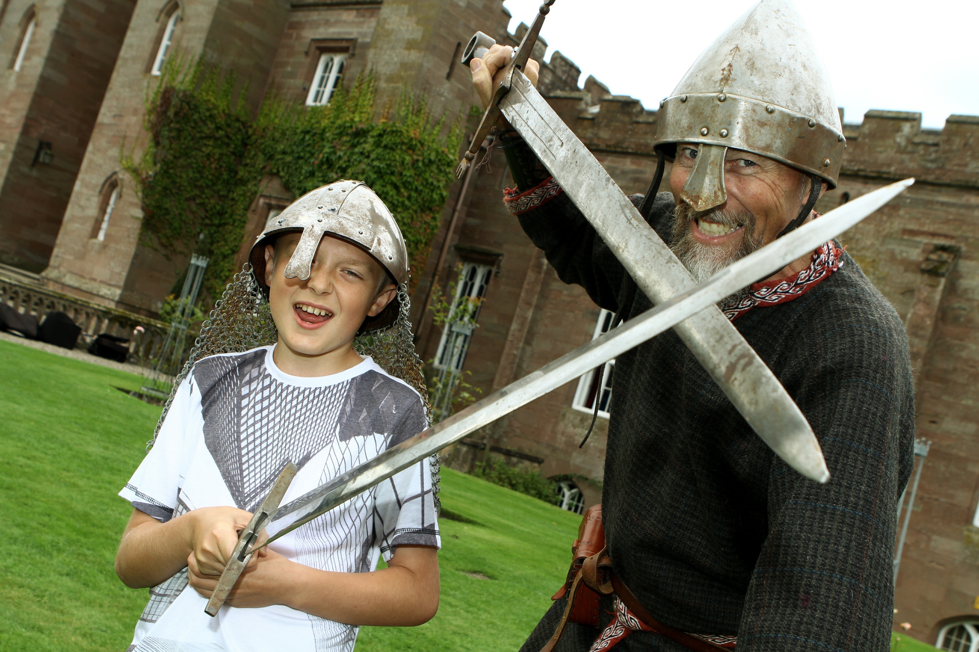 Kyle Trimble, 12, with Gordon Barton from the Strathleven Artizans.