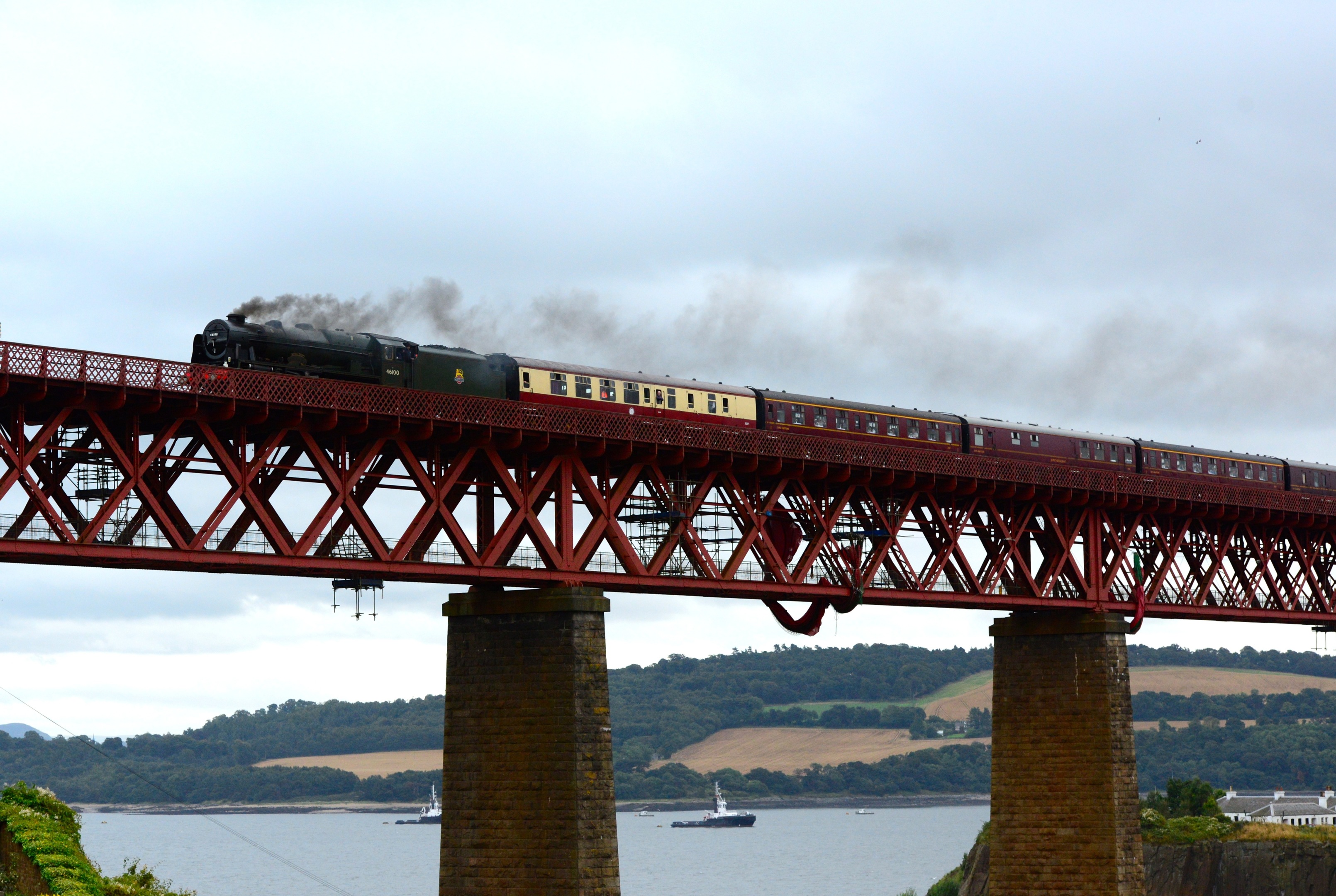 The Royal Scot crosses the Forth Bridge on Saturday.