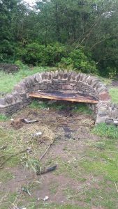 The remains of the Bower Seat, targeted by vandals.