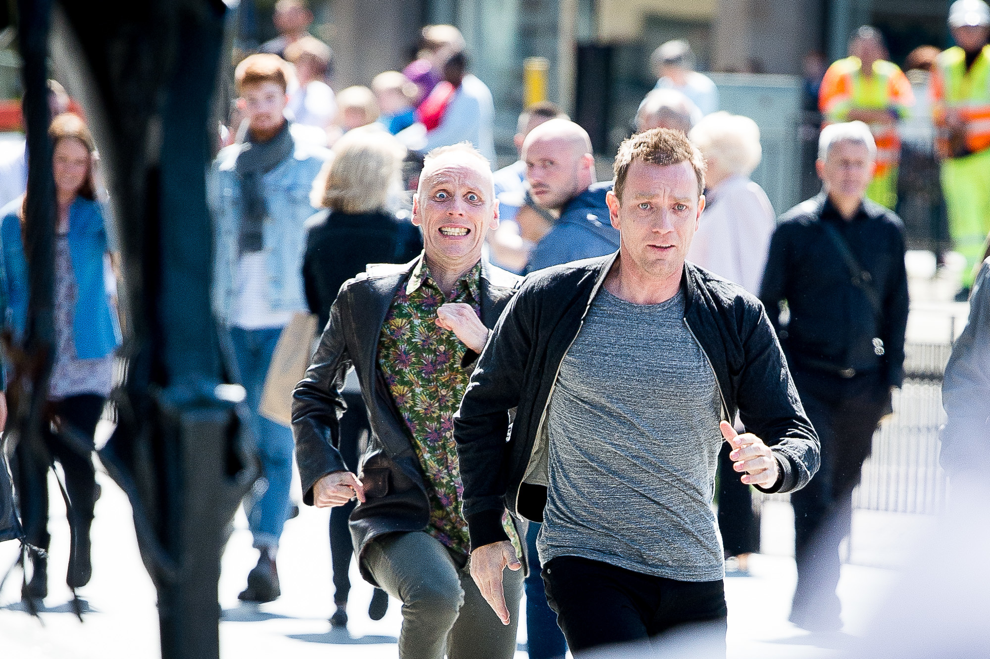 Spud and Renton flee after shoplifting in T2 Trainspotting. The crime - often to feed addiction - has surged in Tayside and Fife.