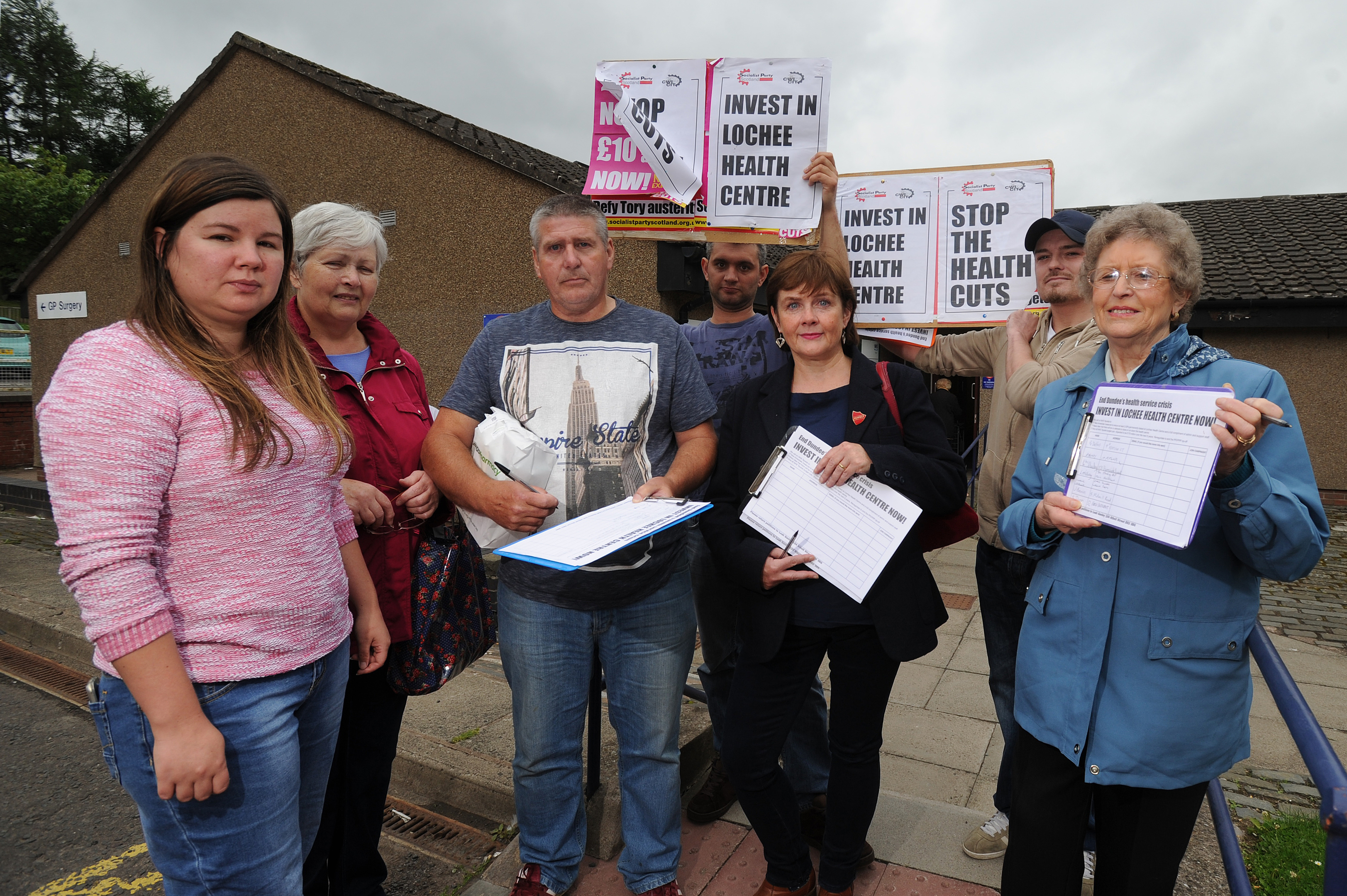 Members of Invest In Lochee Health Centre during a recent protest.
