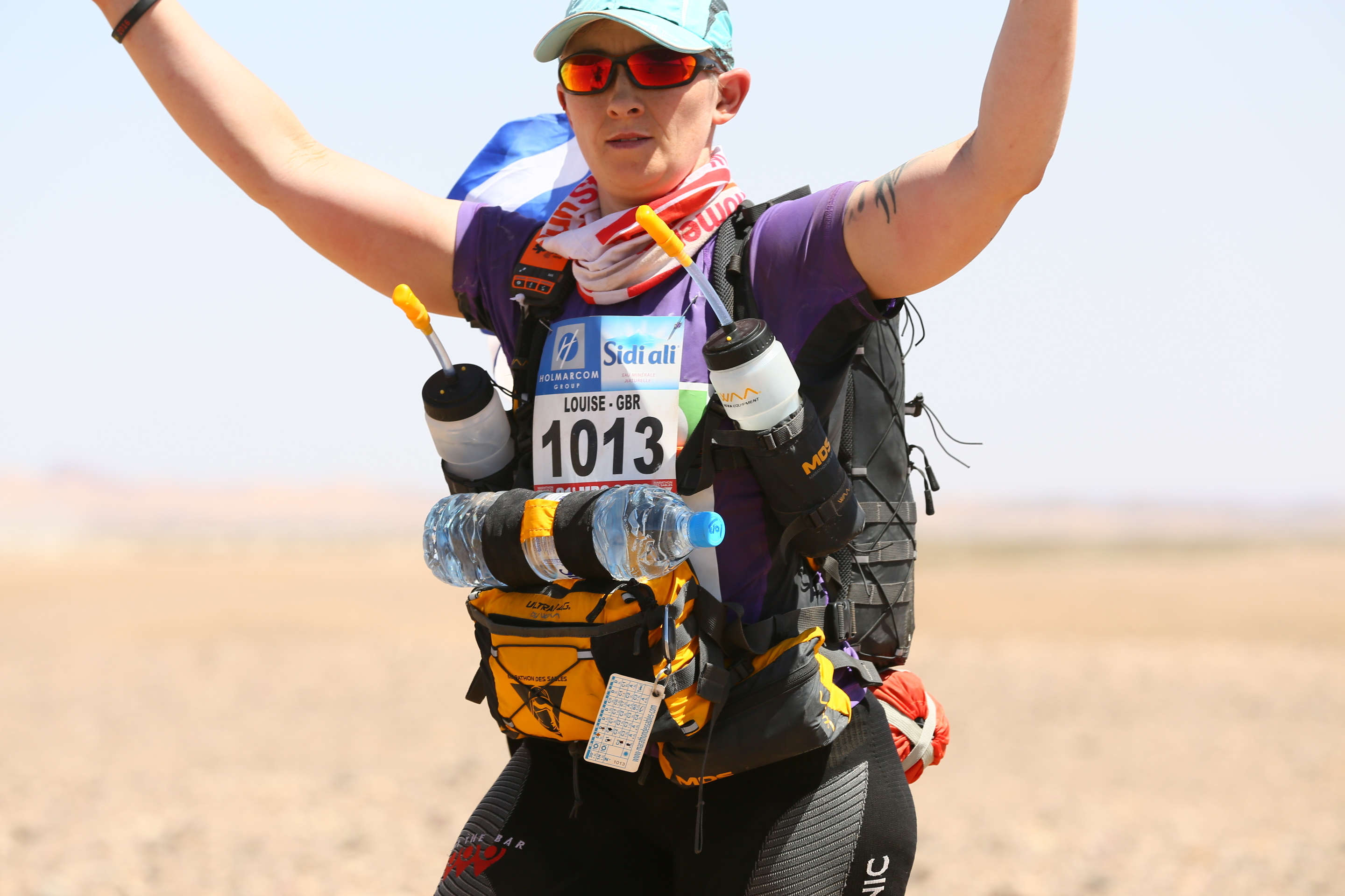 Louise Johnstone running the Marathon Des Sables, a race in the Sahara Desert earlier this year.