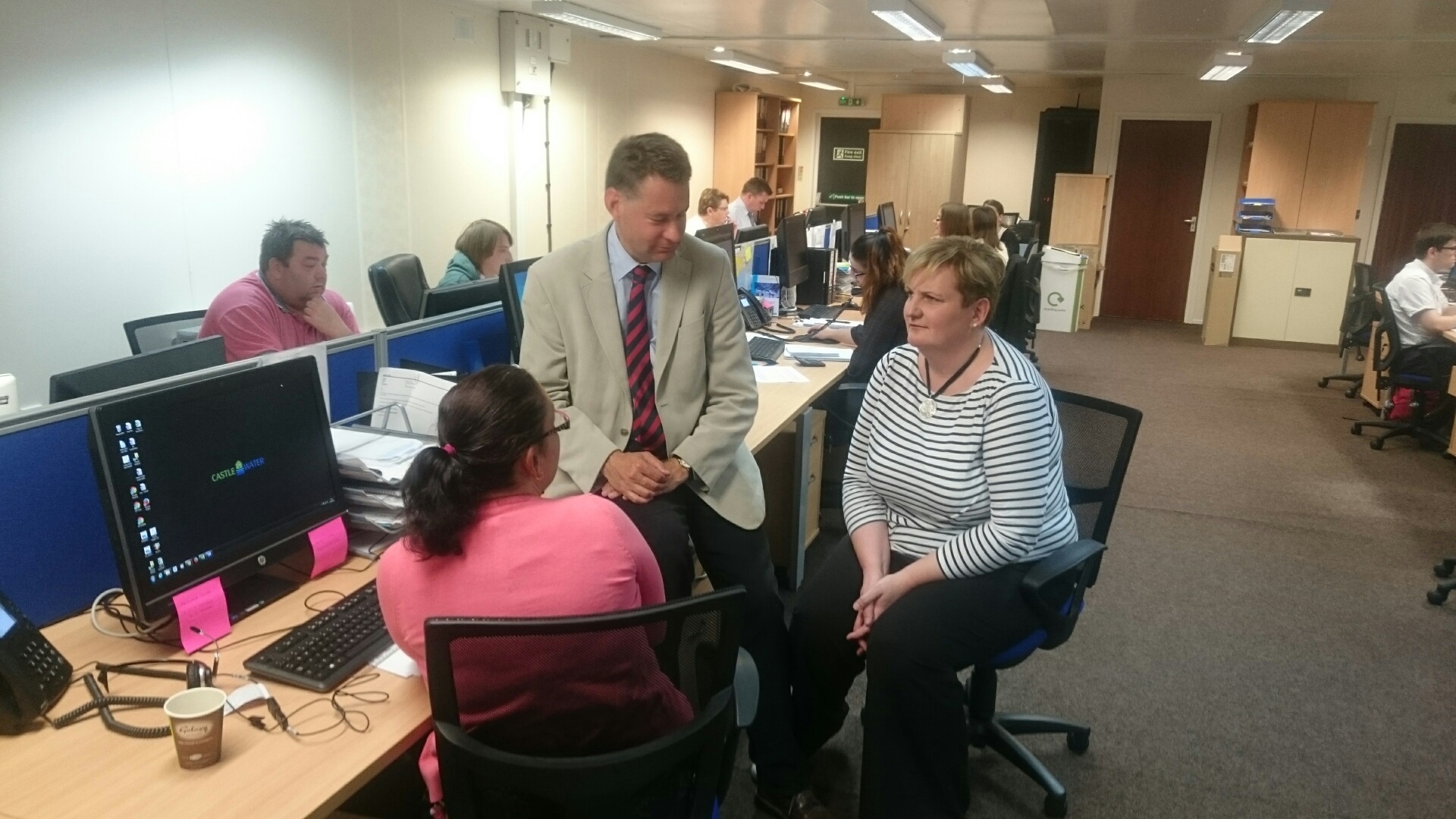 Murdo Fraser meets staff at Castle Water.