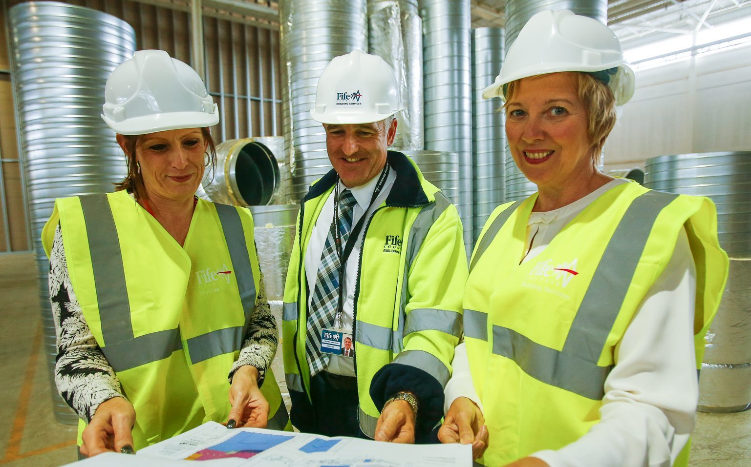 Heather Stuart, Steve Anderson, Building Services and Lesley Laird