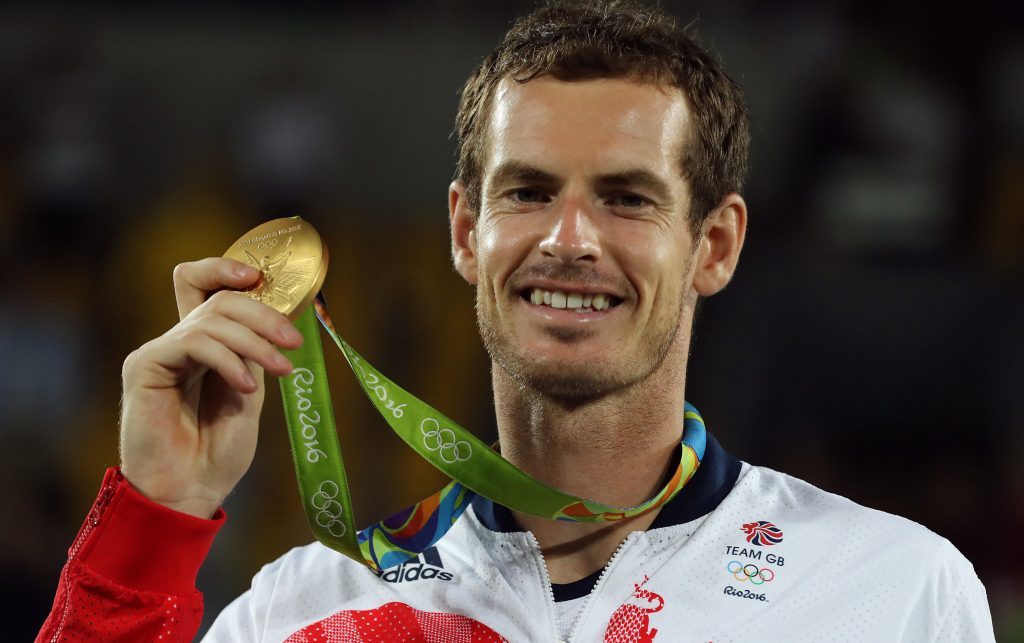 Great Britain's Andy Murray with his second Olympic gold medal. 