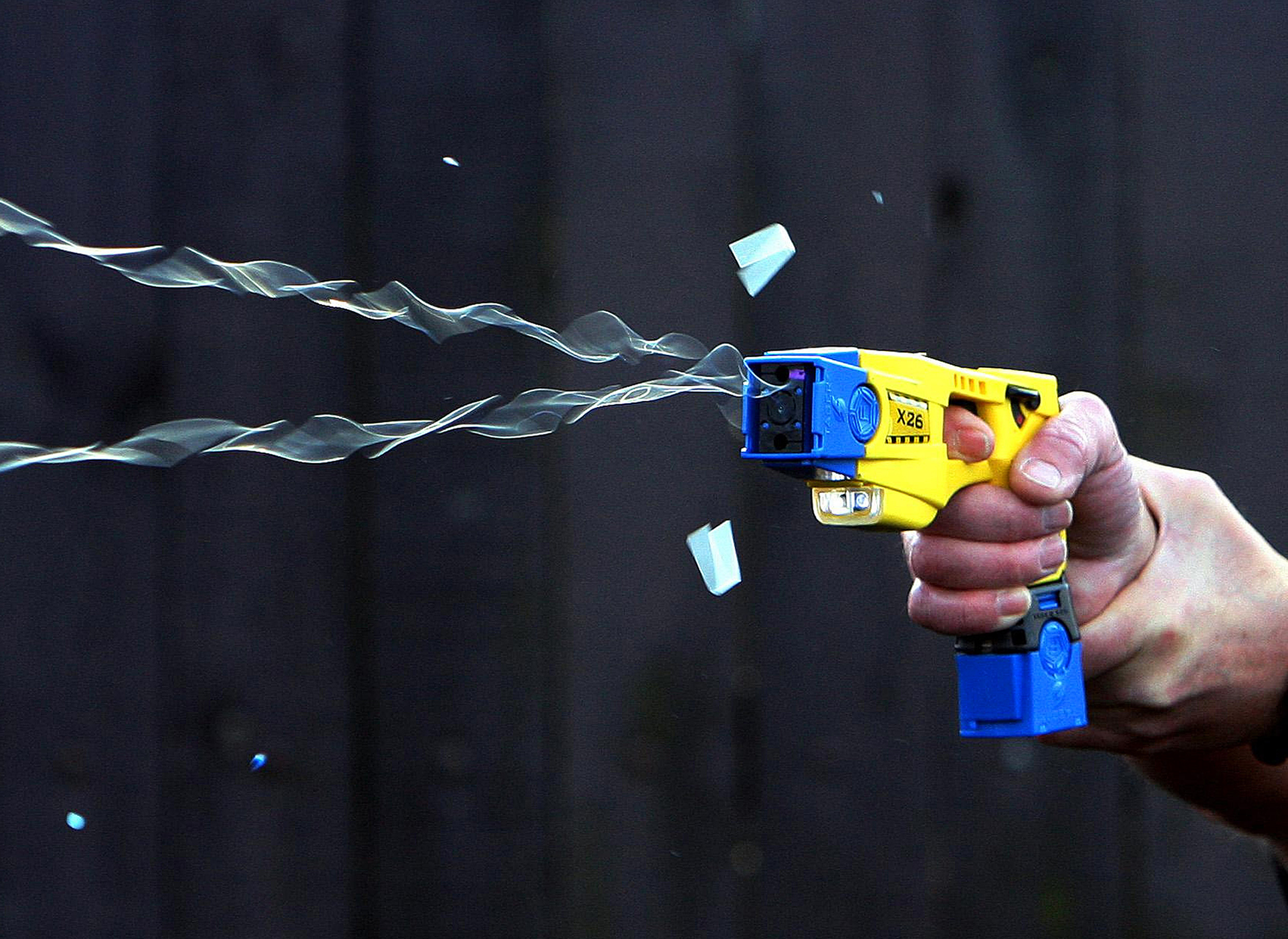 A Taser being discharged.