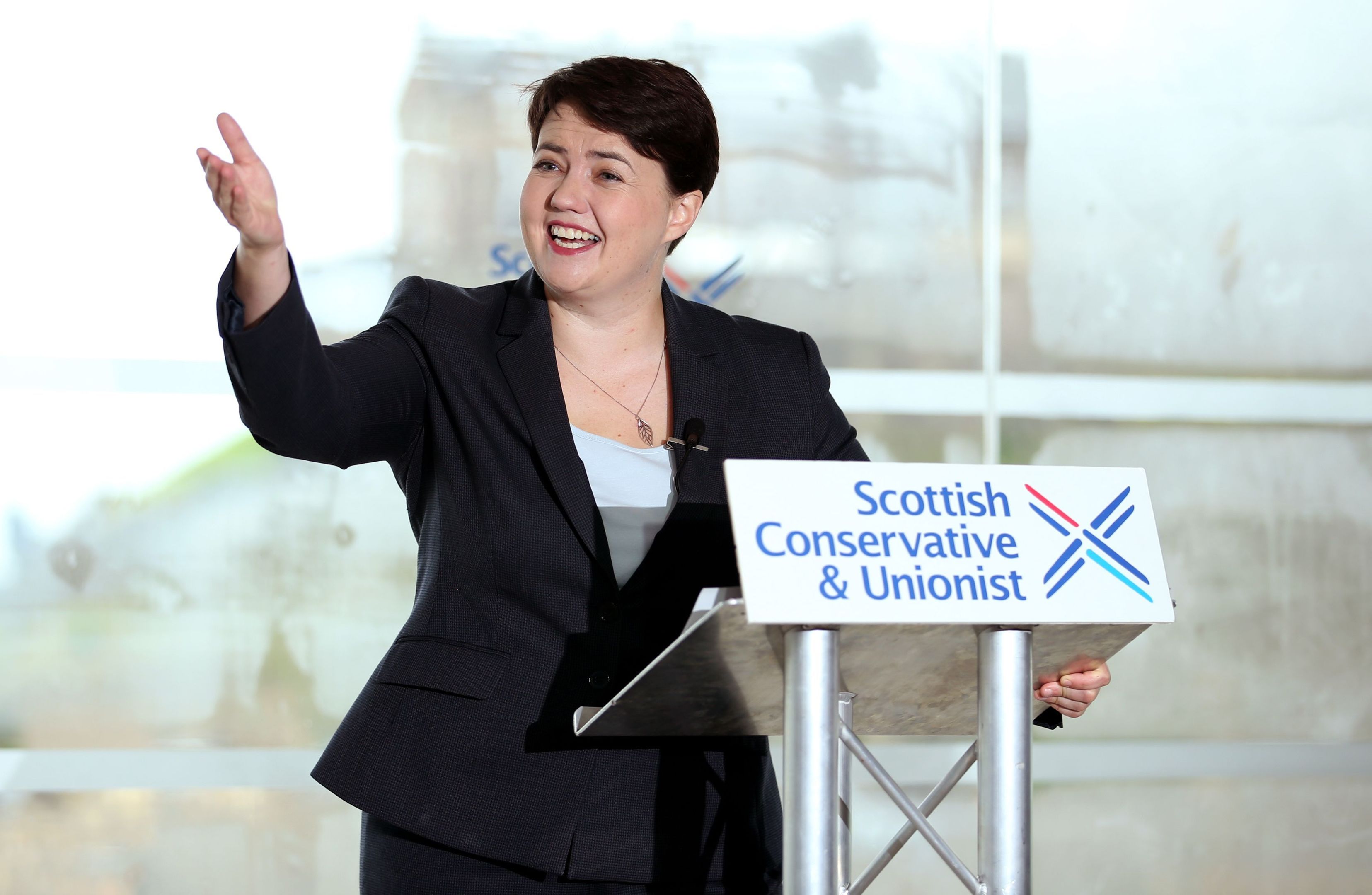 Scottish Conservative leader Ruth Davidson delivers a speech in Edinburgh.