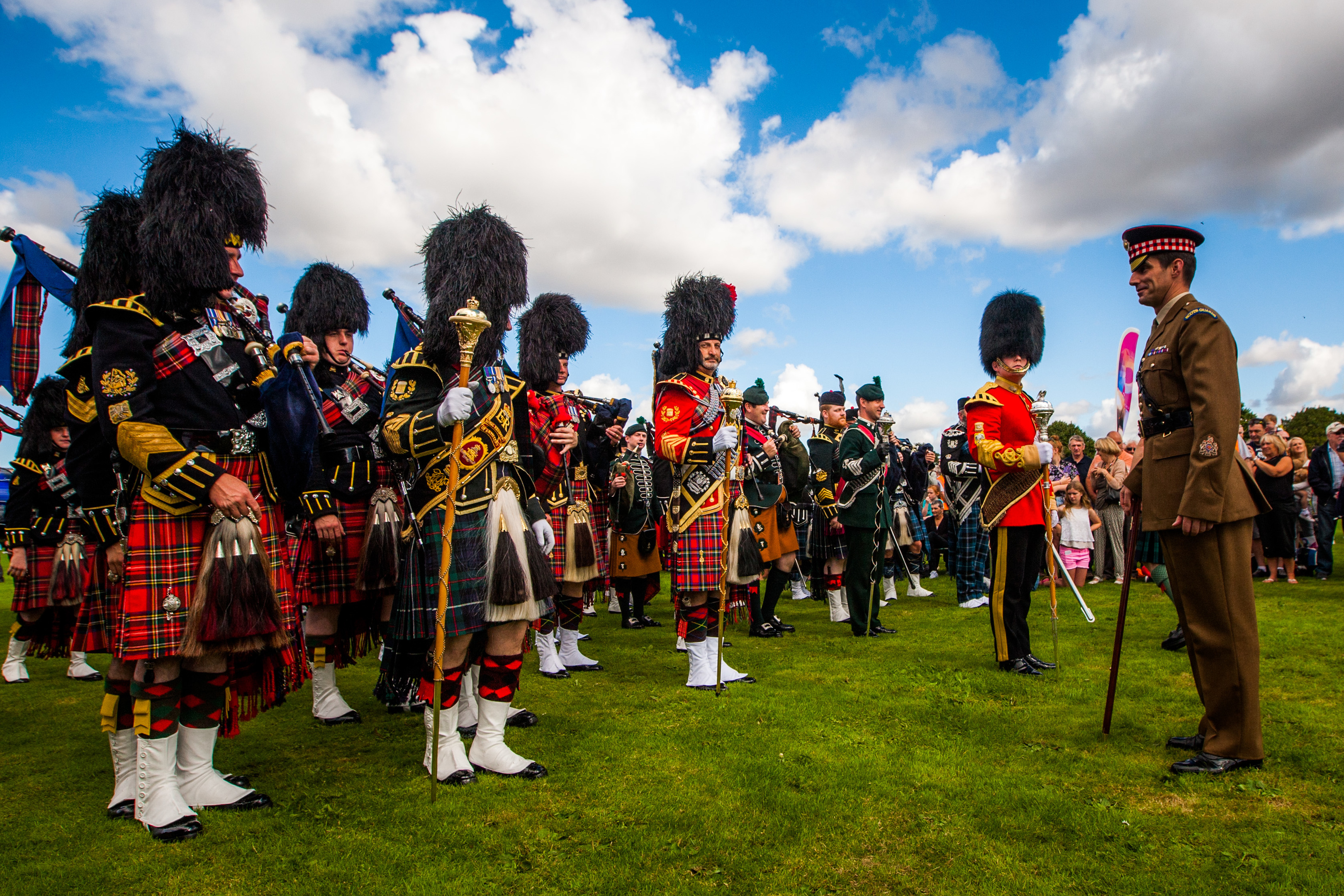 Pipes and Drums including those from The Vancouver Police, at North Inch, Perth.