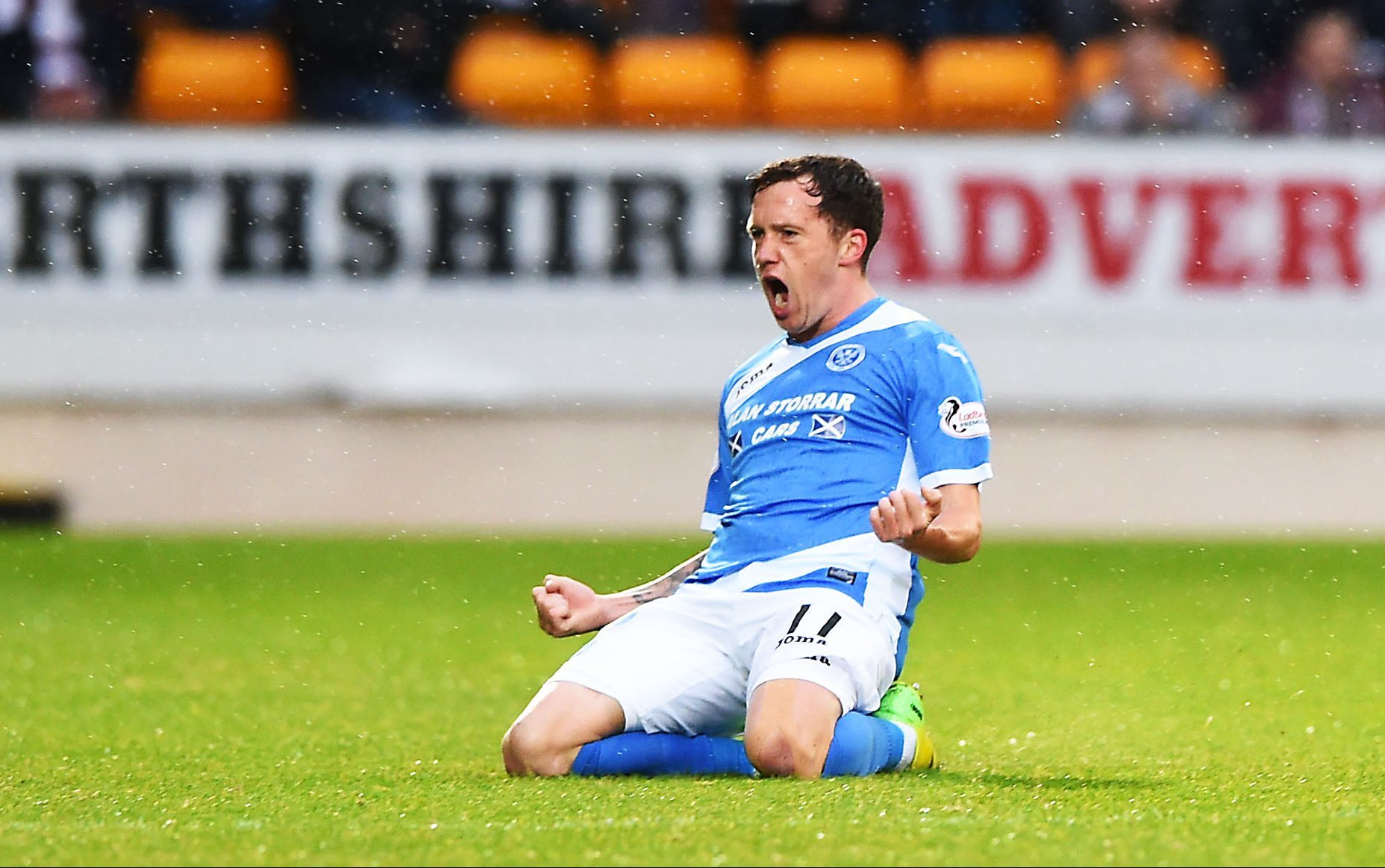 St Johnstone's Danny Swanson celebrates after he scores his side's opener.