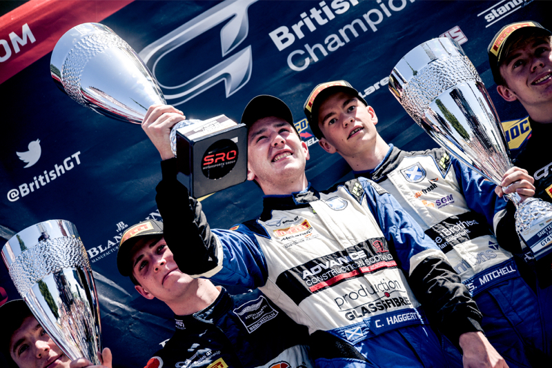 Ciaran Haggerty (left) and Sandy Mitchell celebrate at Snetterton