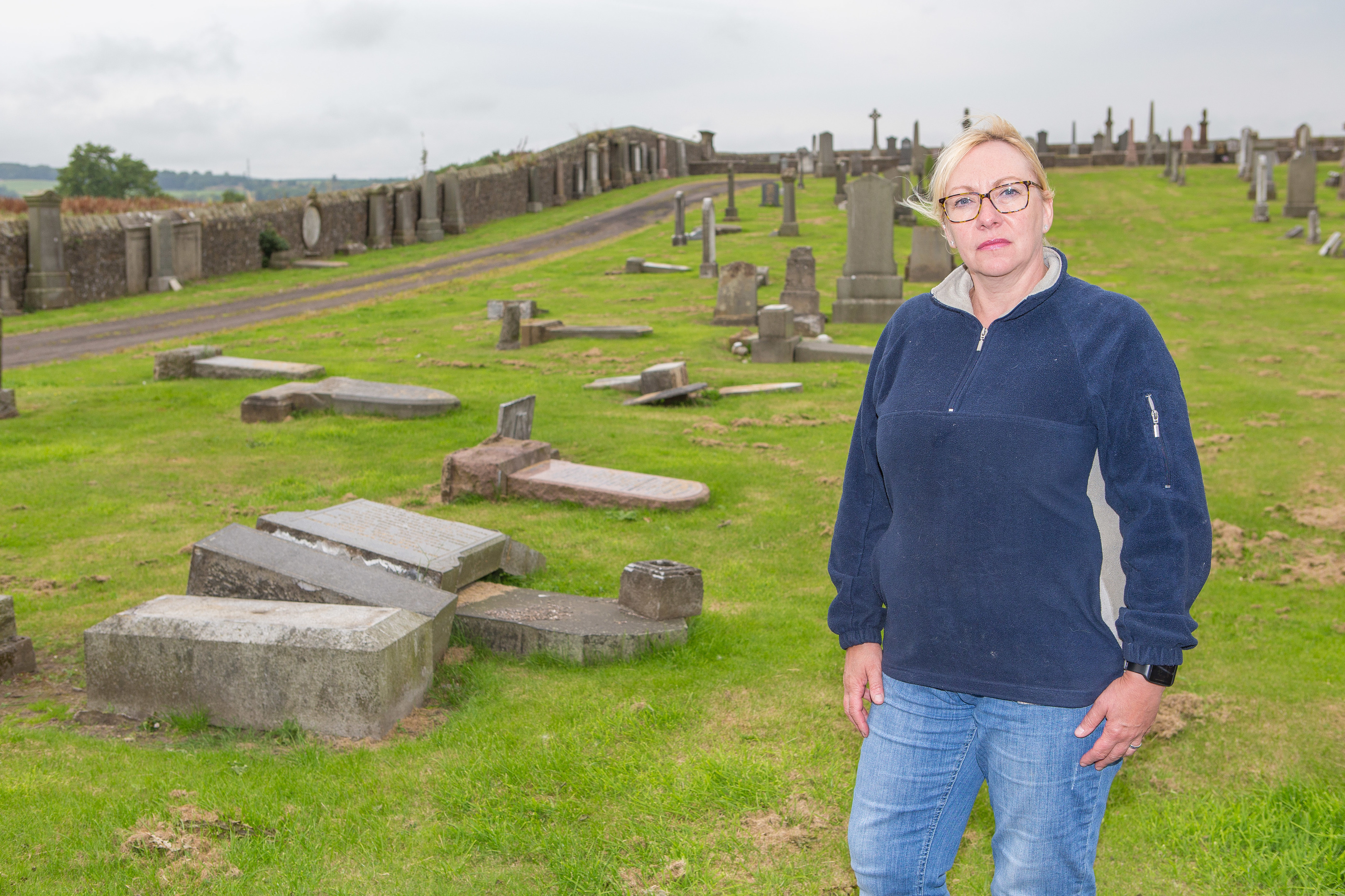 Leslie Community Council chairwoman Jan Wincott at Leslie Cemetery.