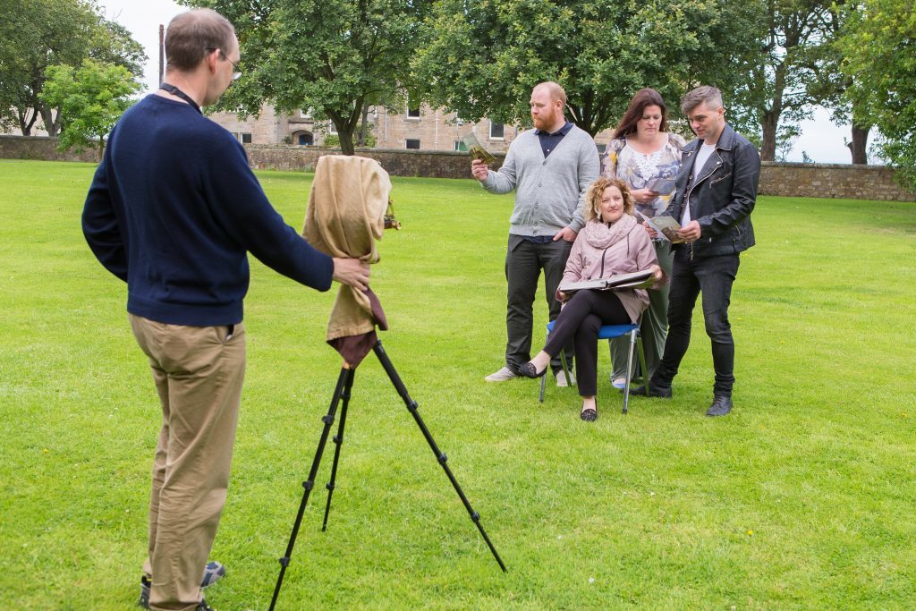 An outdoor demonstration on Calotype photography and the development process at the launch of the festival on Tuesday.