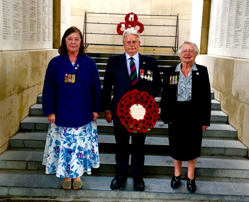 Gilli Pagan, Bill Pagan and Judy Workman pictured at the Menin Gate in Belgium