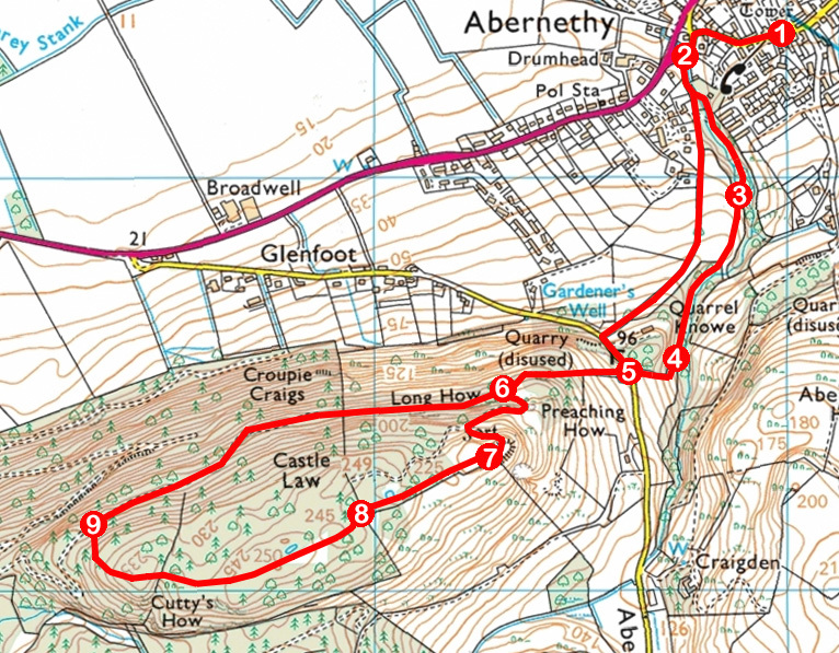 Take a Hike 125 - August 13, 2016 - Castle Law, Abernethy, Perth & Kinross OS map extract