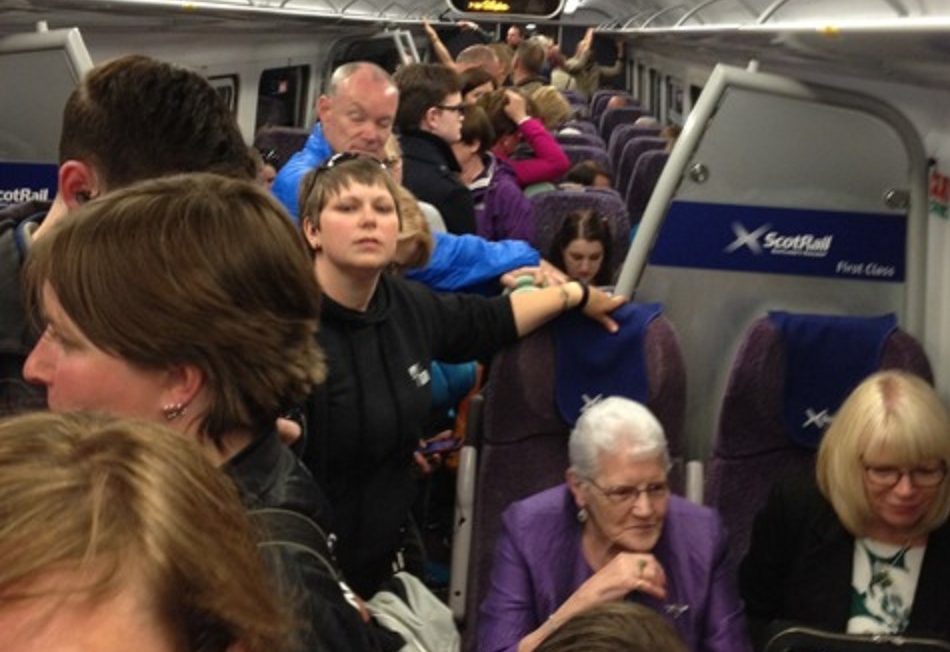 An example of just one carriage on Edinburgh to Fife trains this summer, prompting renewed calls for action.