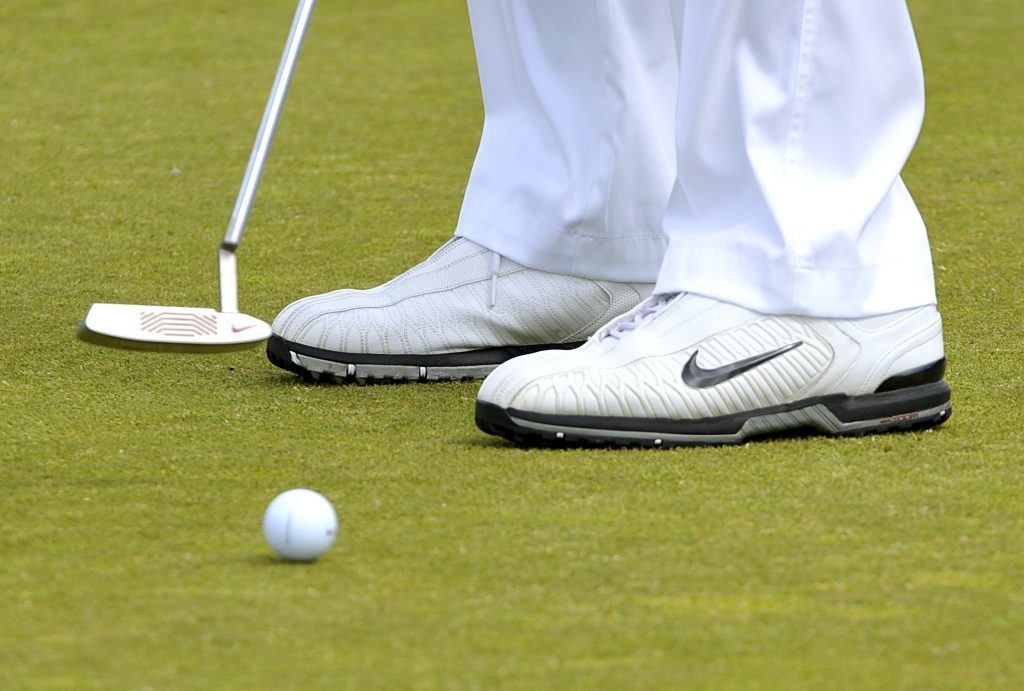 A general view of a Nike putter and golf ball. 