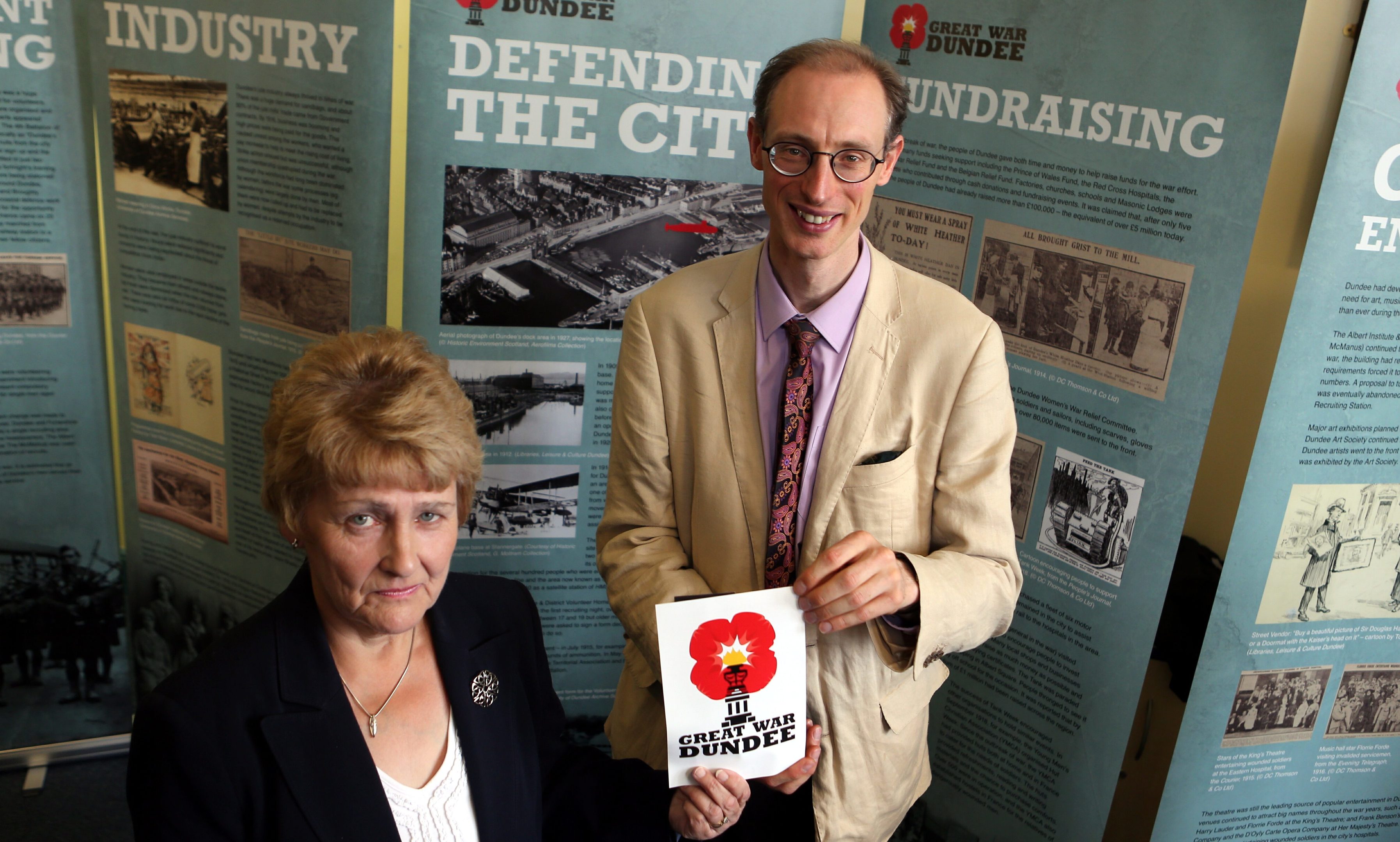 City archives volunteer Linda Nicoll and curator Matthew Jarron.