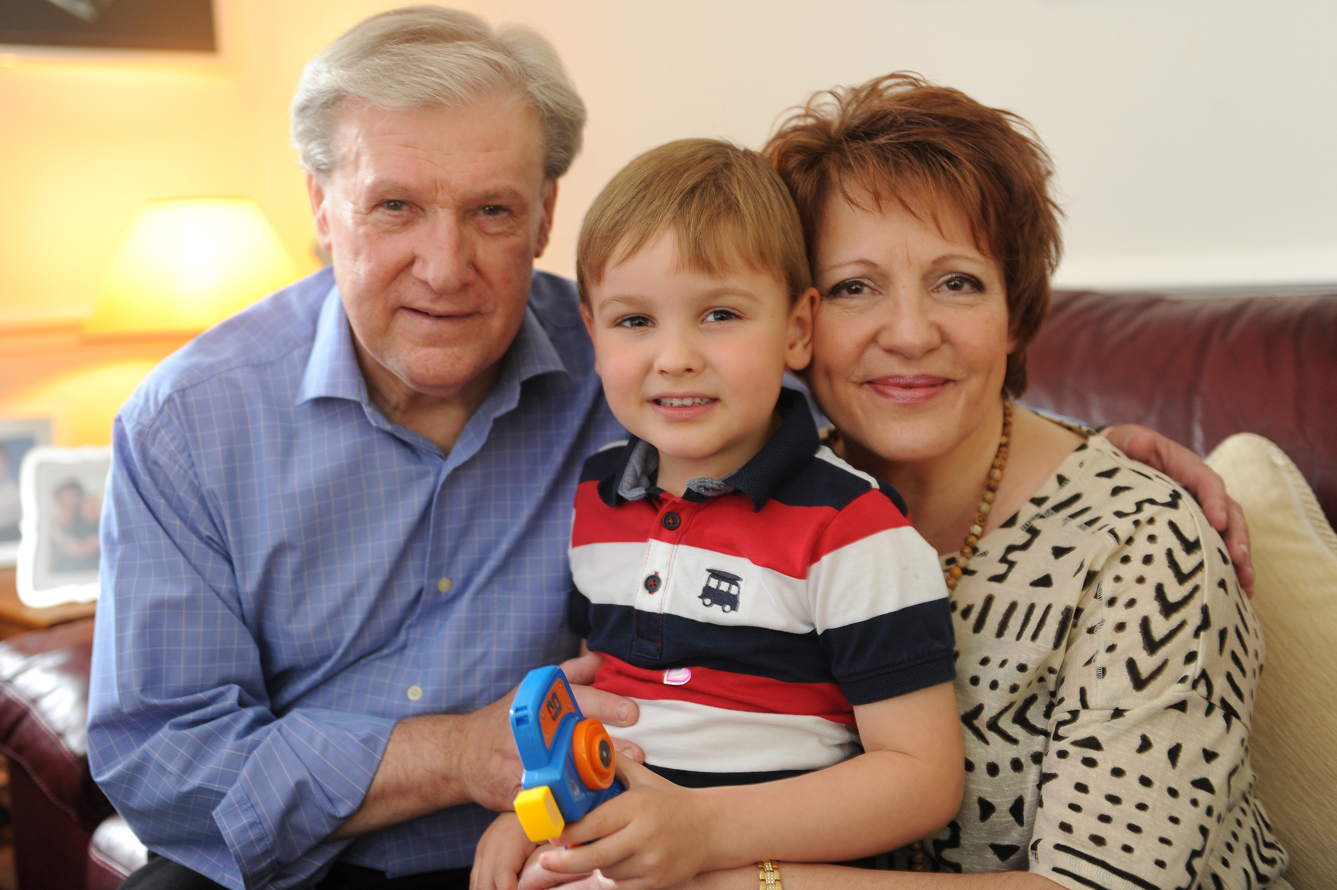 Left to r - Ron McDonald, Mason (their 4 year old grandson) and Linda Mason, South Lodge, Dusinane Estate, Balbeggie, Thursday, 10 August 2016