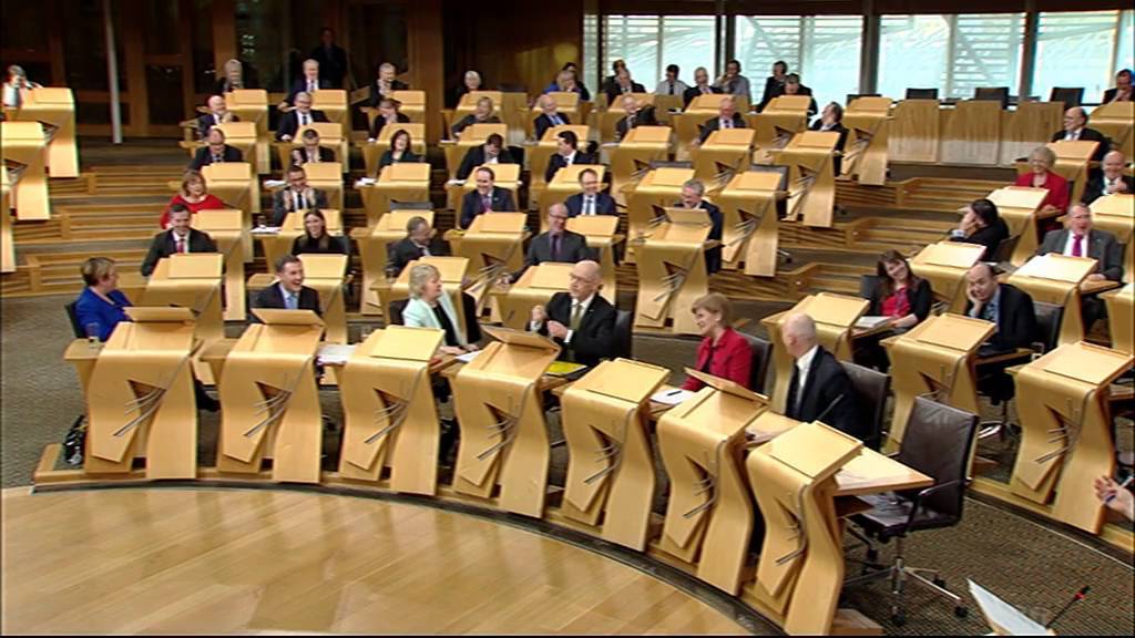 The debating chamber at the Scottish Parliament