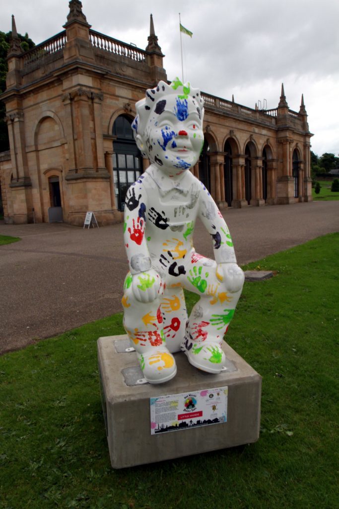 The Little Hands stature in Baxter Park.