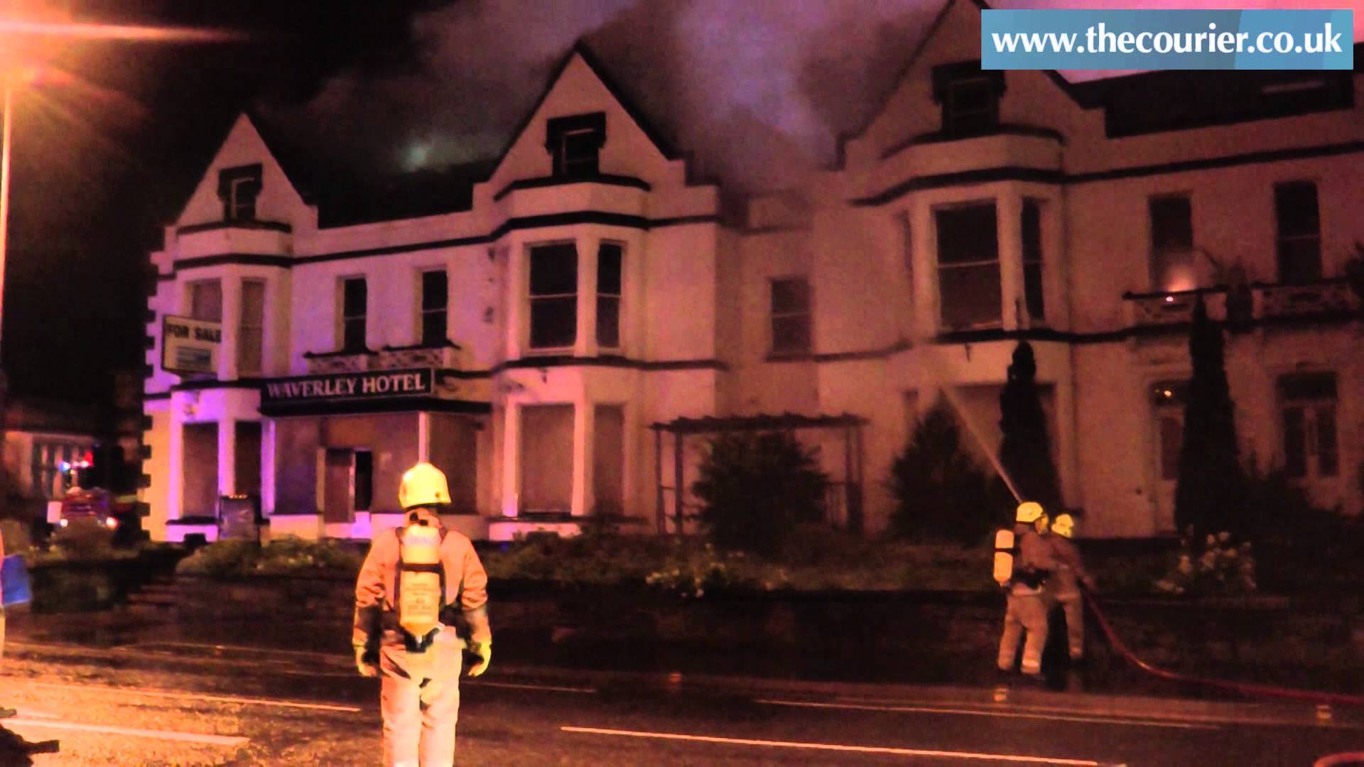 Firefighters battling the fire at the Waverley Hotel in Perth.