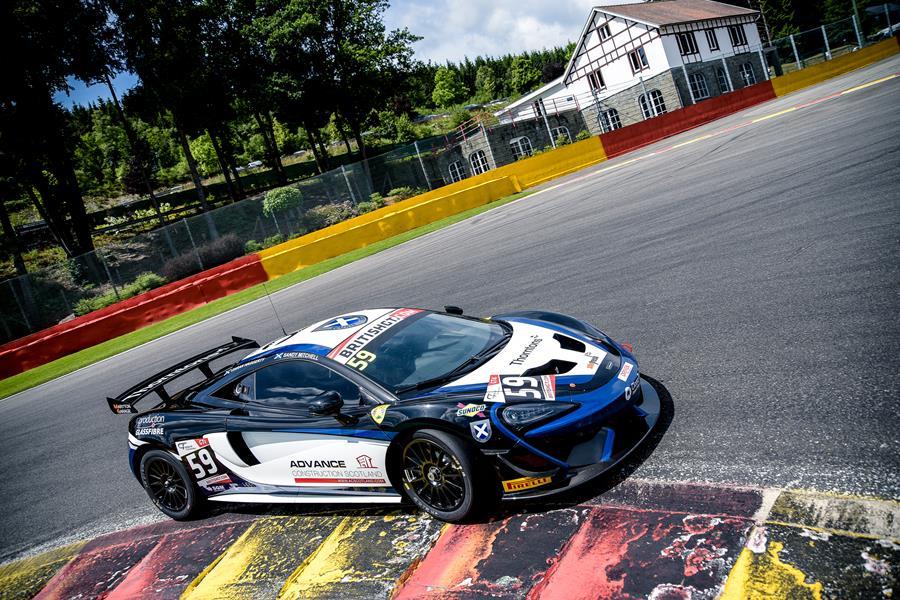 Sandy Mitchell in action at Spa Francorchamps in the 2016 Ecurie Ecosse Black Bull McLaren 