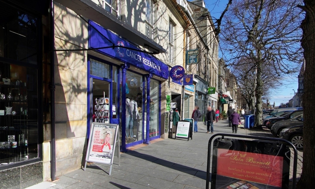 The cancer research shop in South Street was one of the charities targeted.