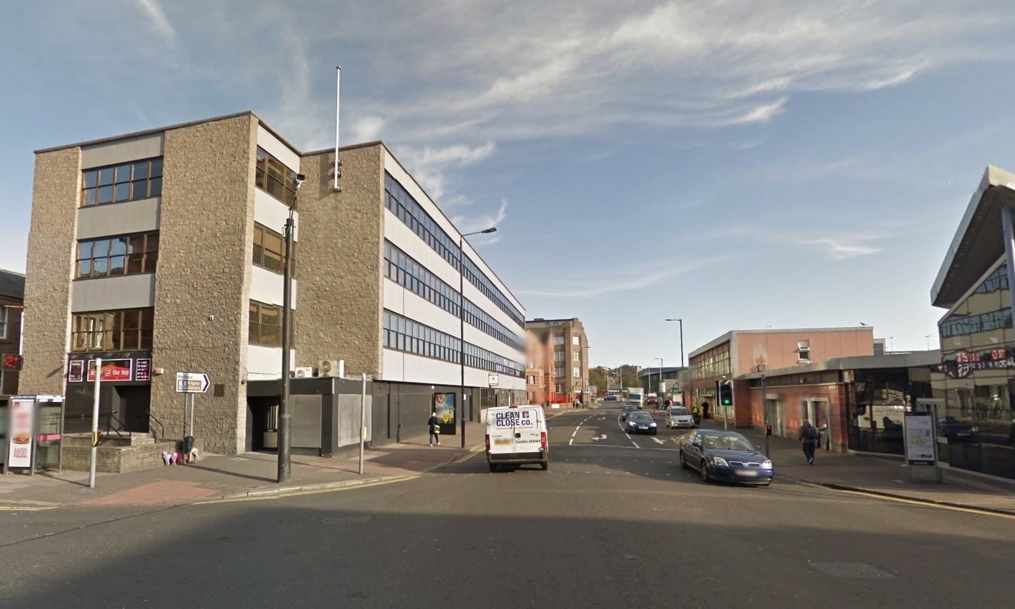 The building is directly across from Dundee bus station.