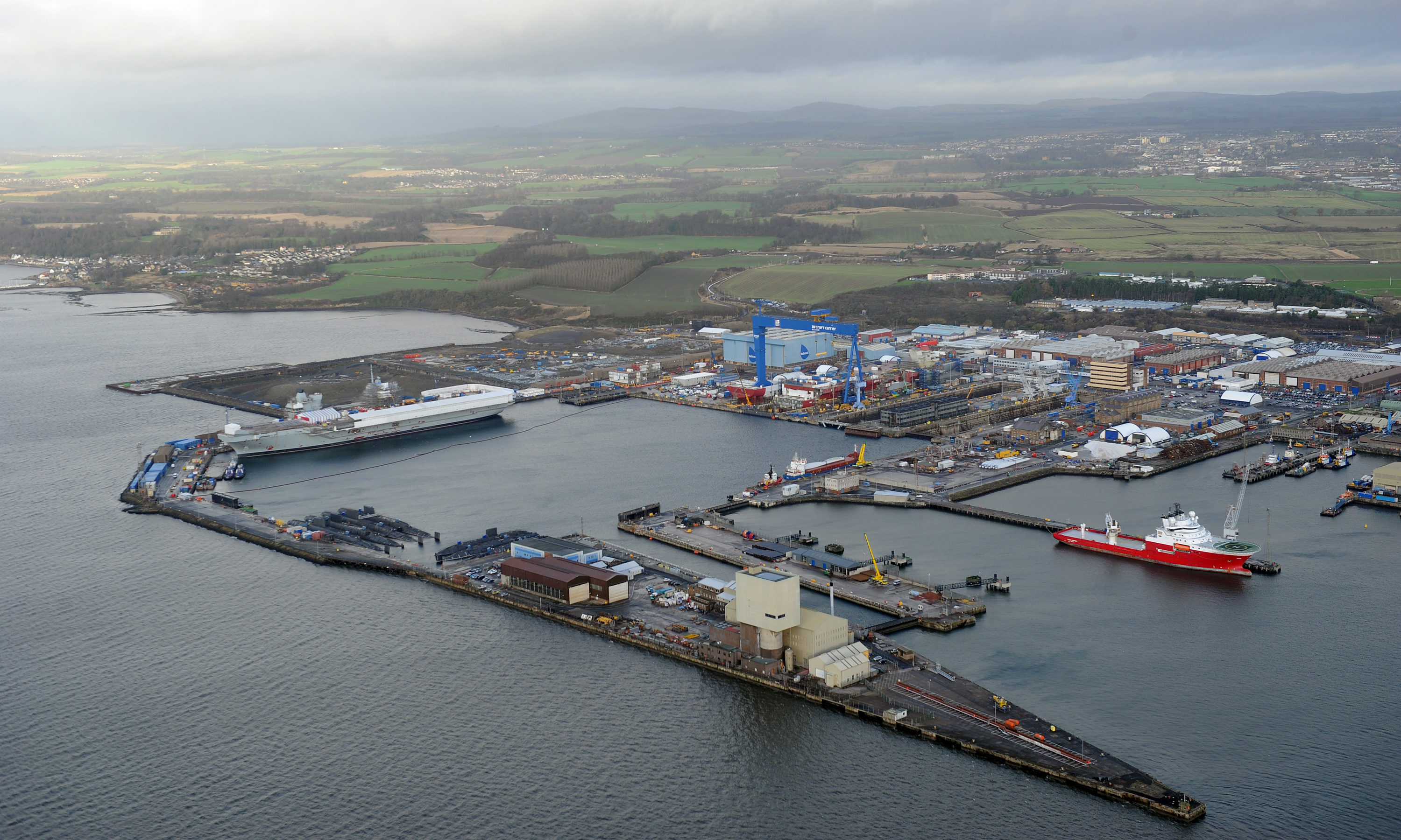The cars were parked close to Rosyth dockyard.