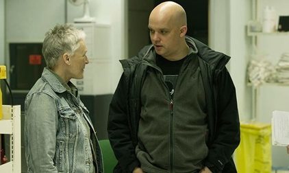 Director Colm McCarthy on set with Glenn Close