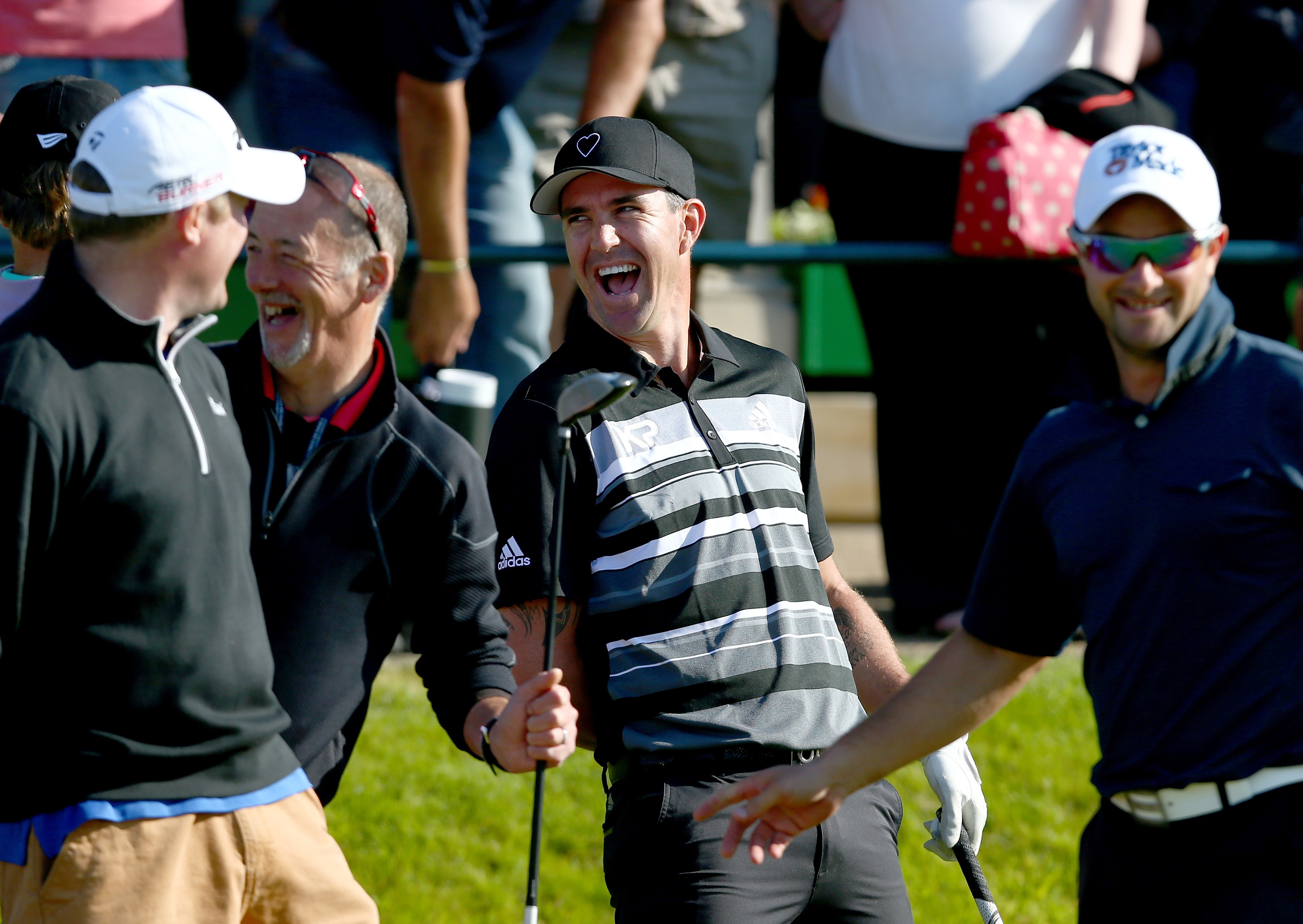 England cricketeer Kevin Pietersen on the first tee during the final practice round of the 2015 Alfred Dunhill Links Championship at The Old Course in St Andrews.