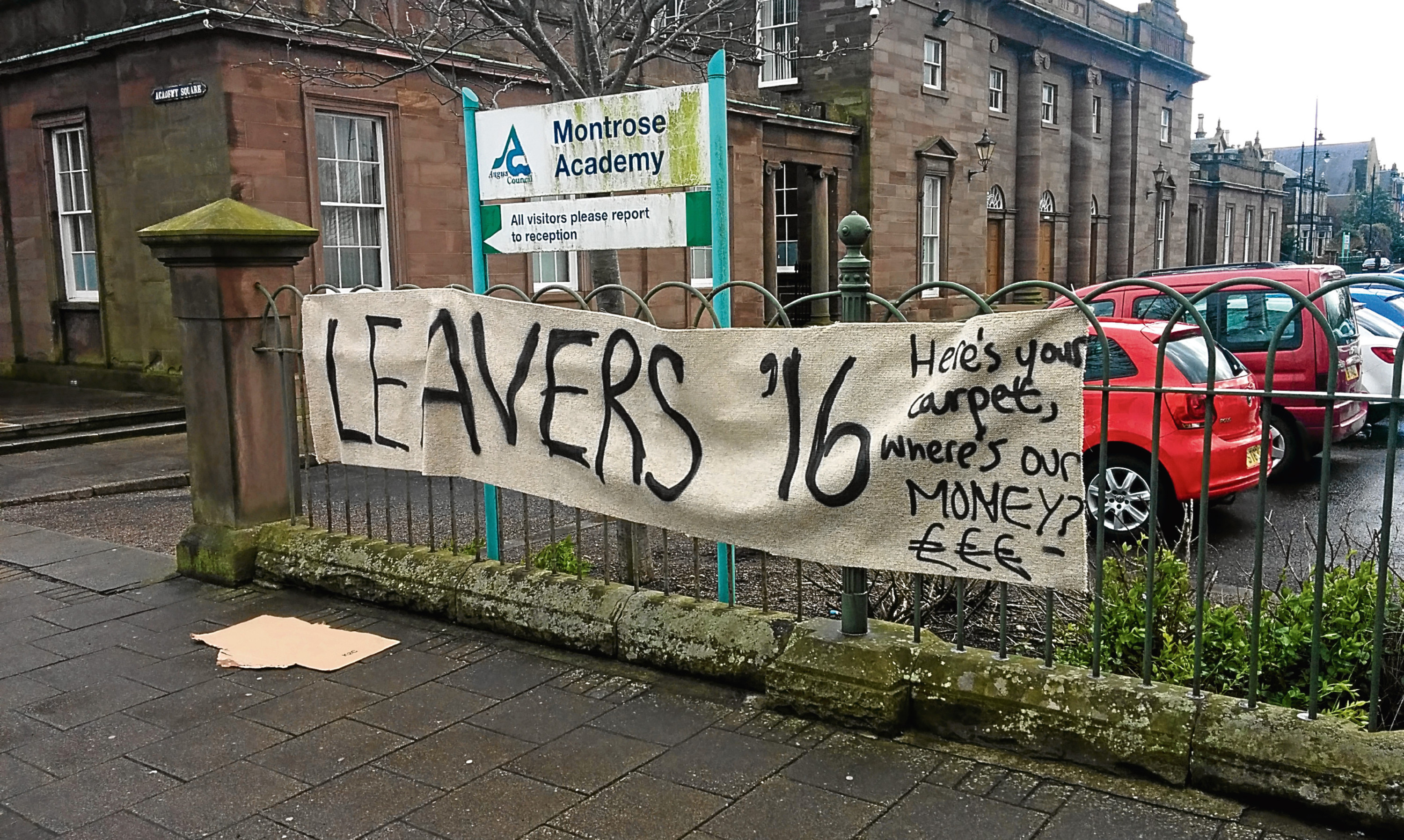 Montrose Academy leavers staged a carpet protest in May.