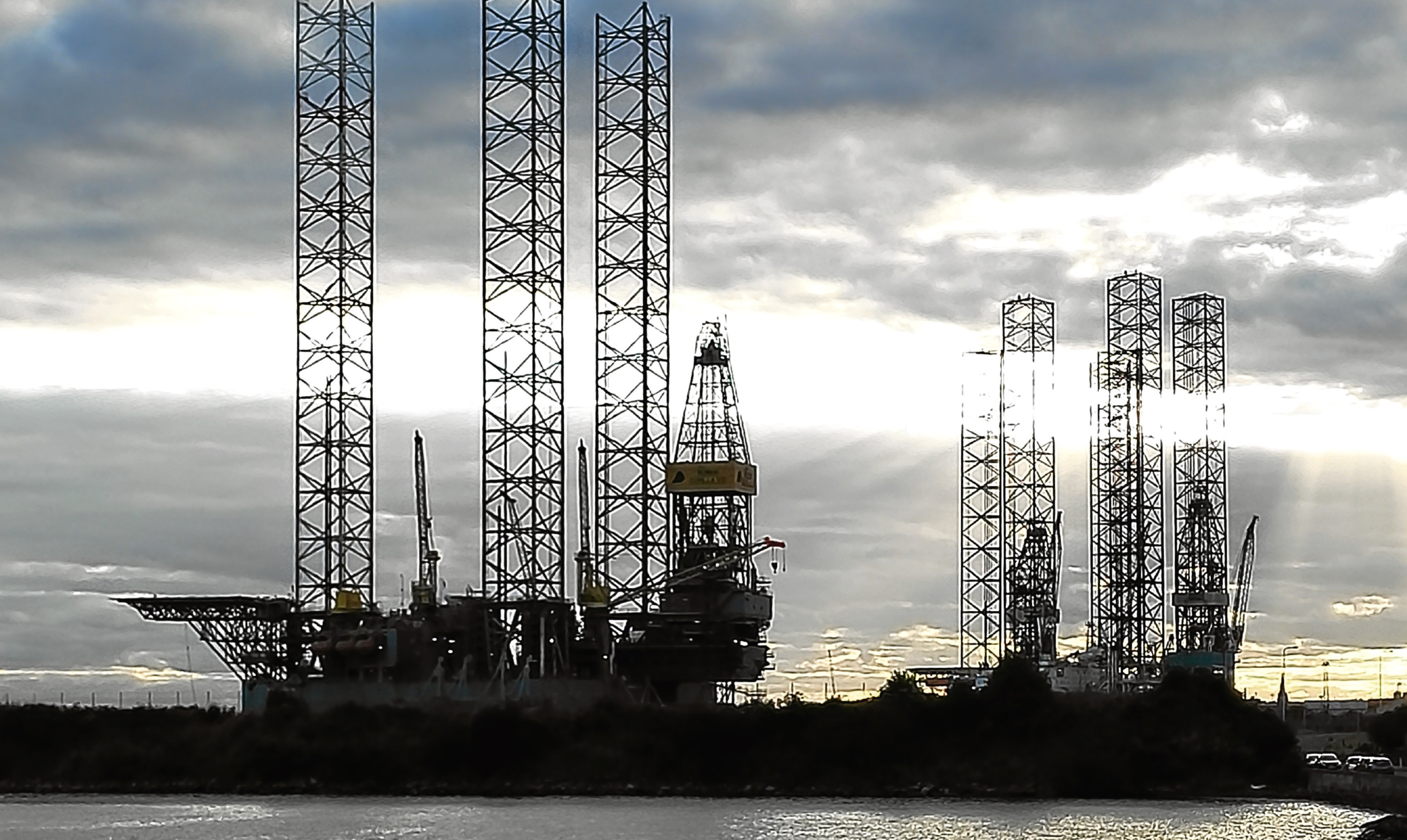 Oil rigs stacked at the Port of Dundee