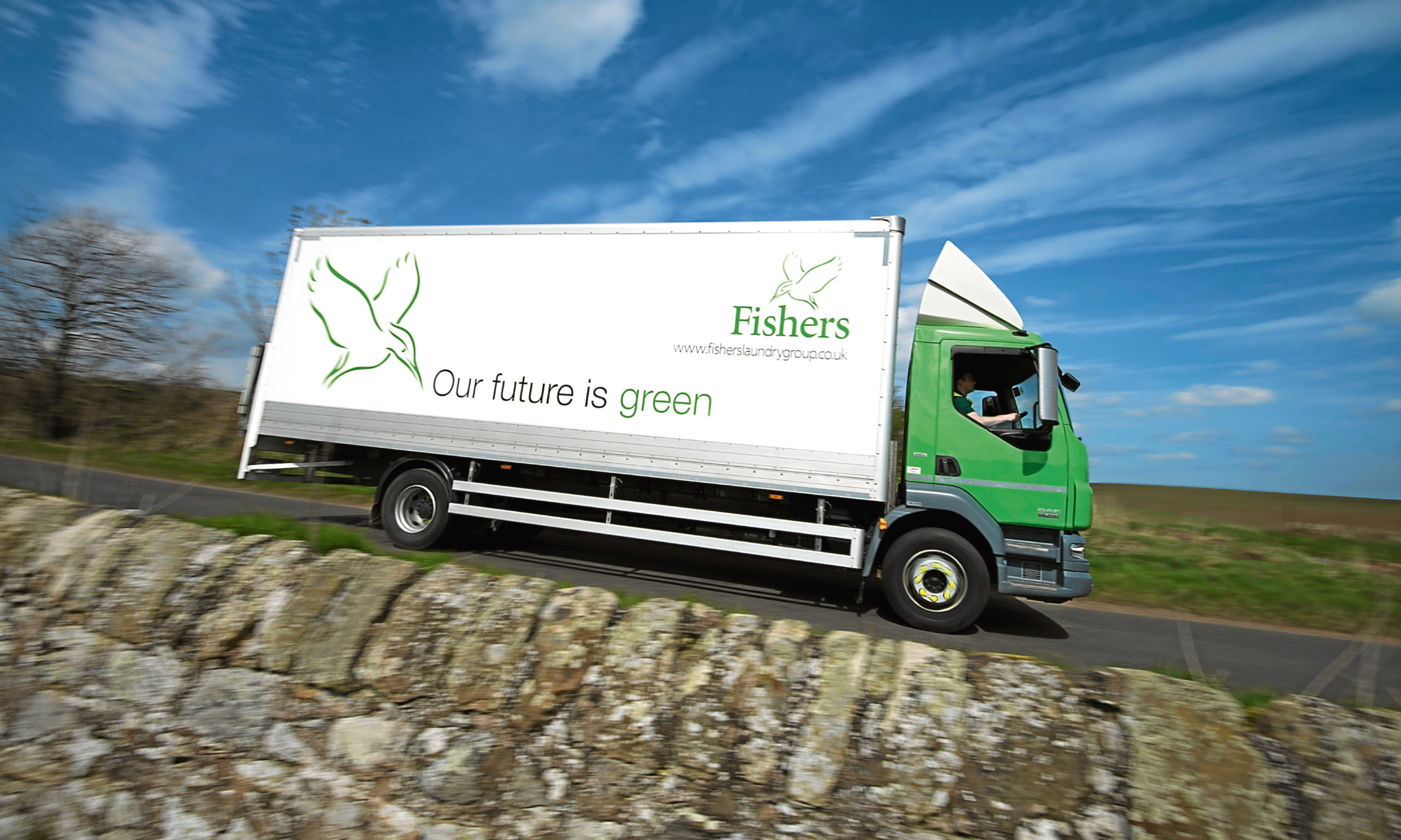 A Fishers laundry lorry heads out to make a delivery