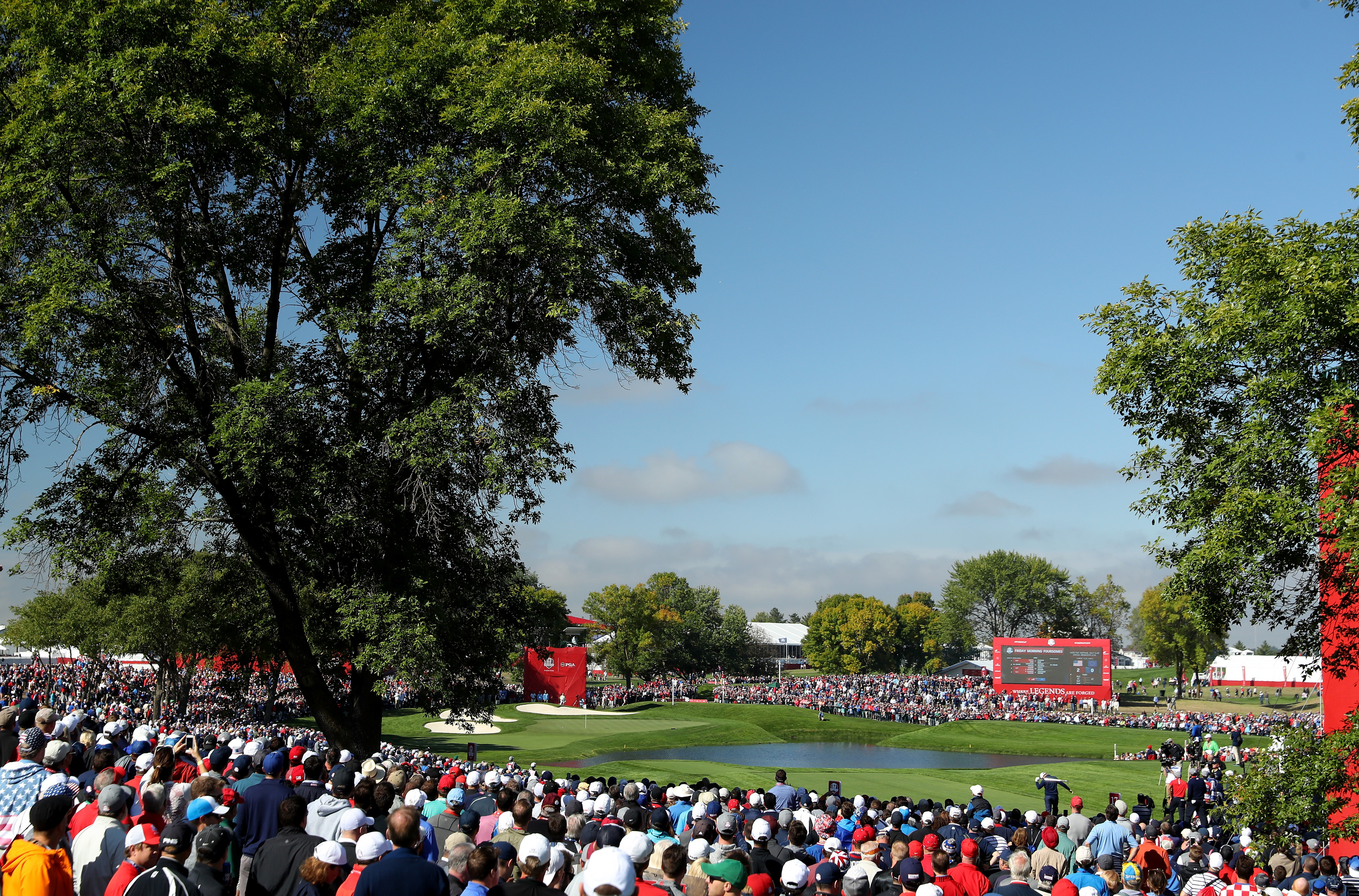 Huge crowds saw the USA dominate the opening morning of the 2016 Ryder Cup.