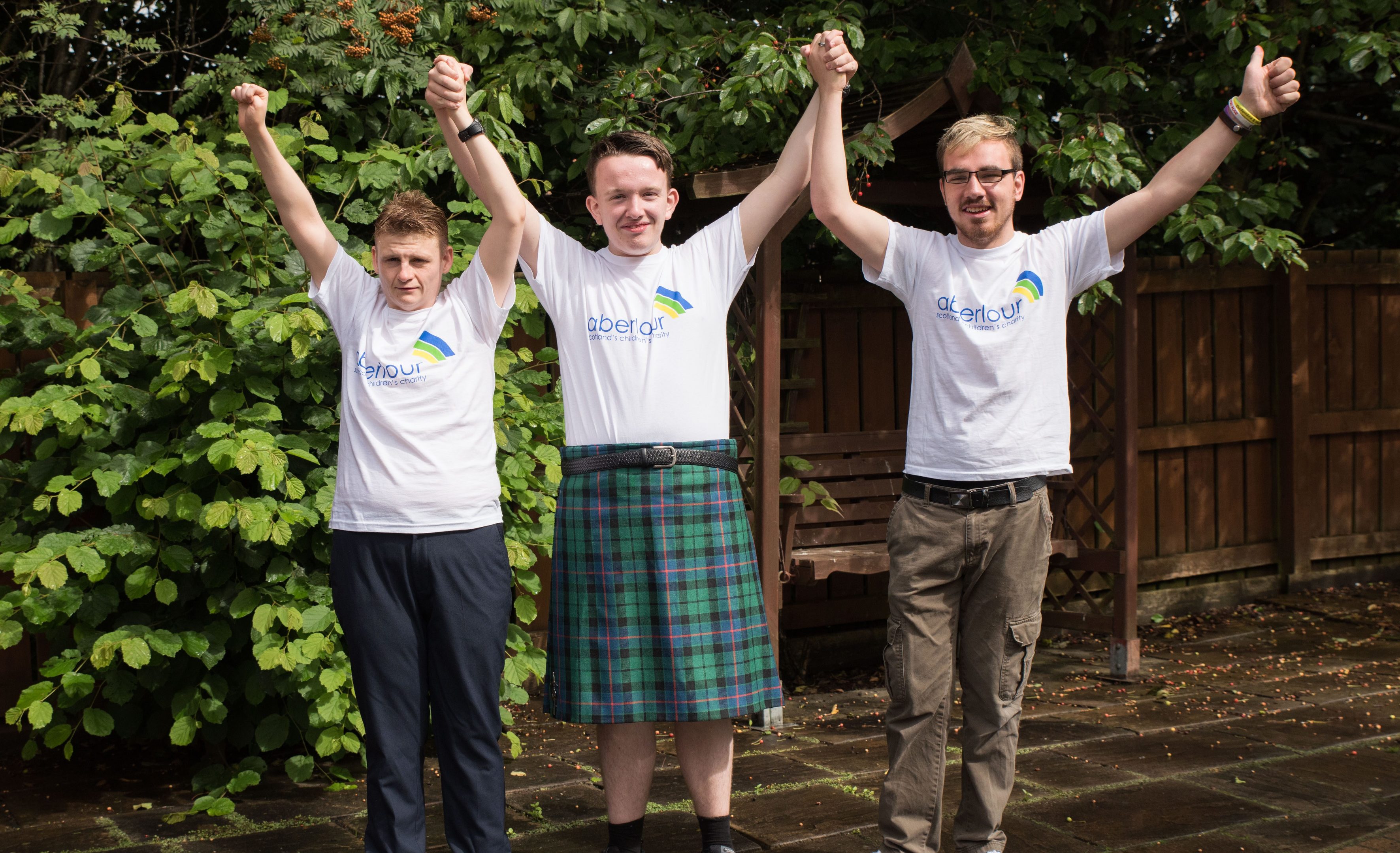 Brandon Anderson, Robert Morrison and Jamie Thomas raised cash for Aberlour by doing the Kiltwalk.