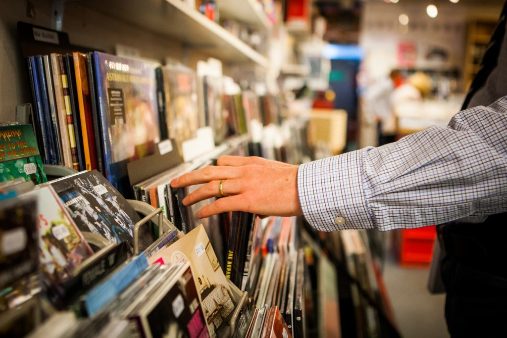 Browsing at Concorde Records in Perth