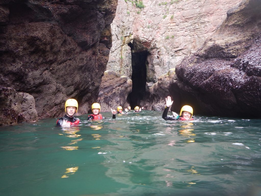 Exploring the caves off the Arbroath coast.
