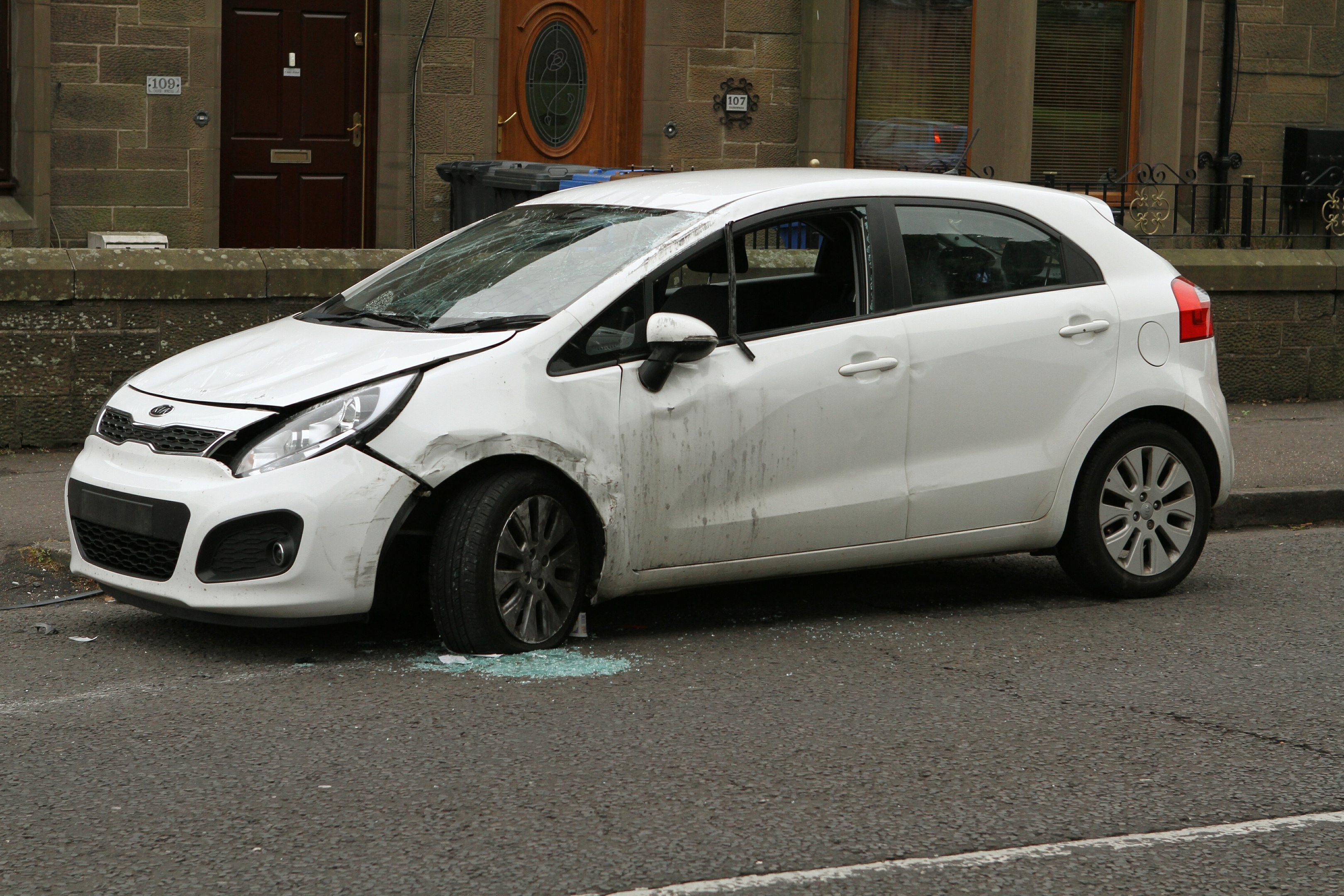 One of the two cars involved in the accident on Pitkerro Road.