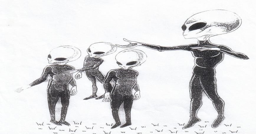 Artist impression of aliens described by Falkland witnesses in 1996