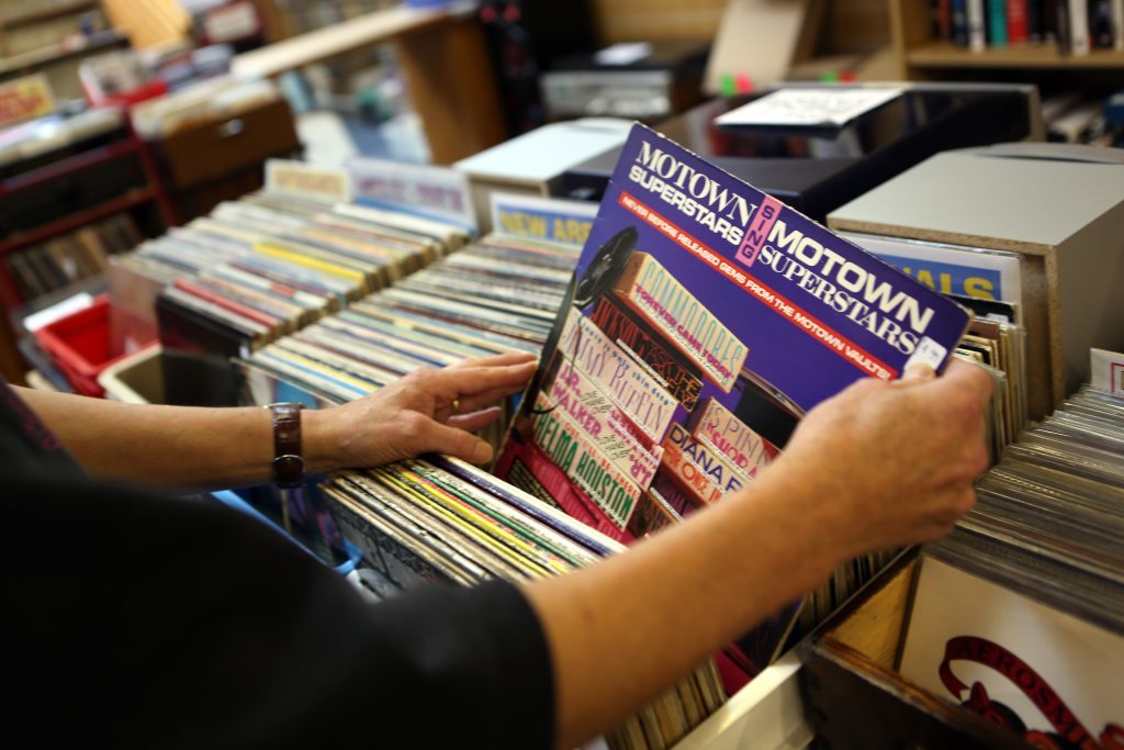 Browsing records in Grouchos, Dundee