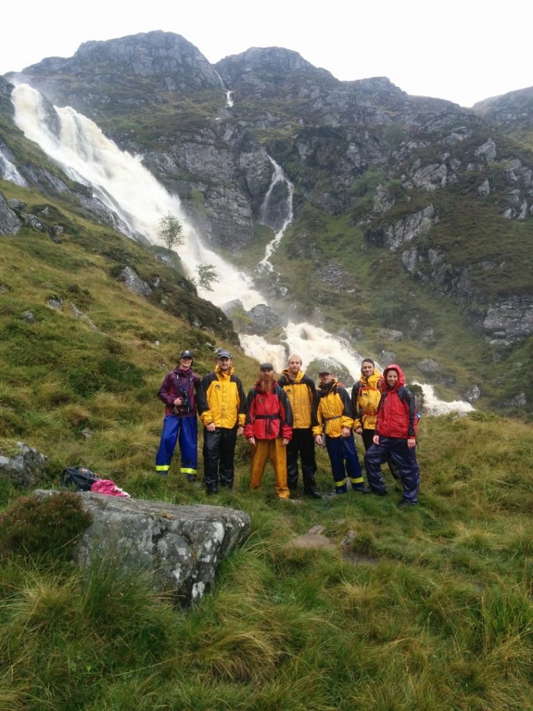 Gayle with the trainee path builders up Corrie Fee.