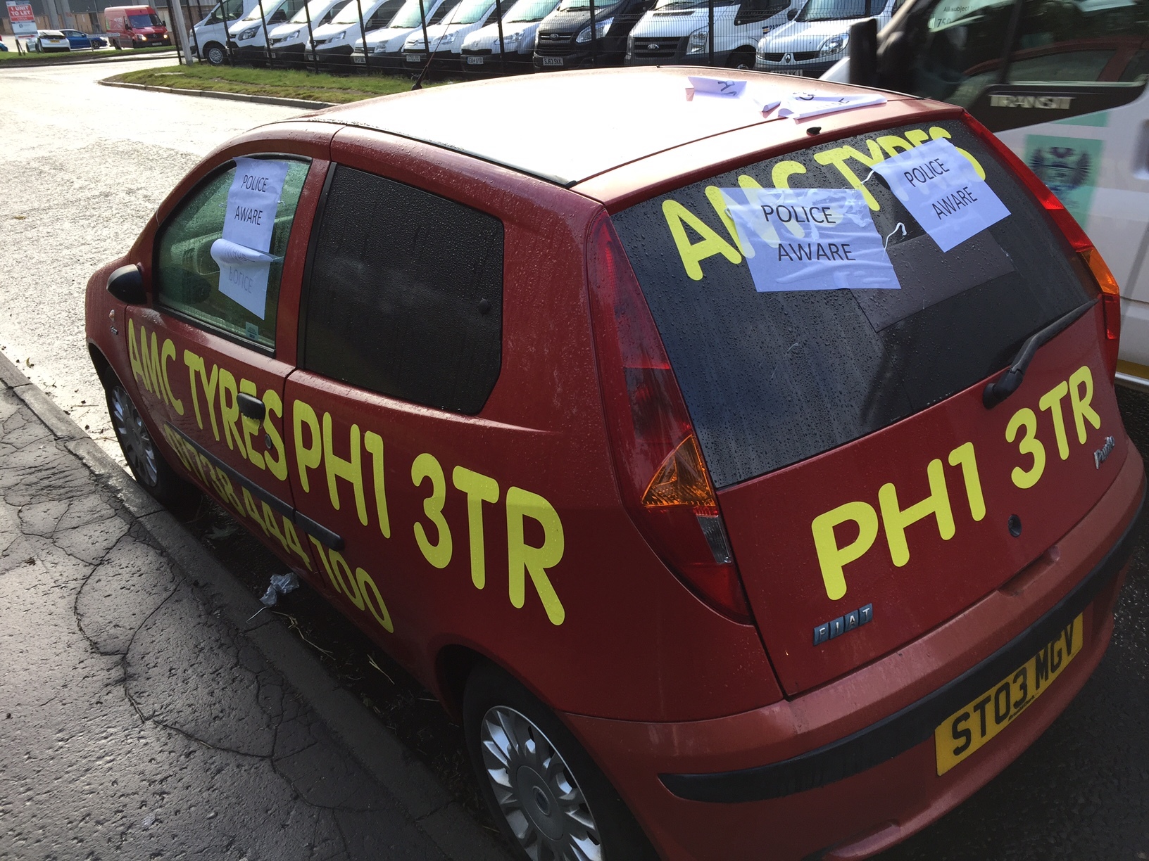 The Fiat Punto has been vandalised several times.