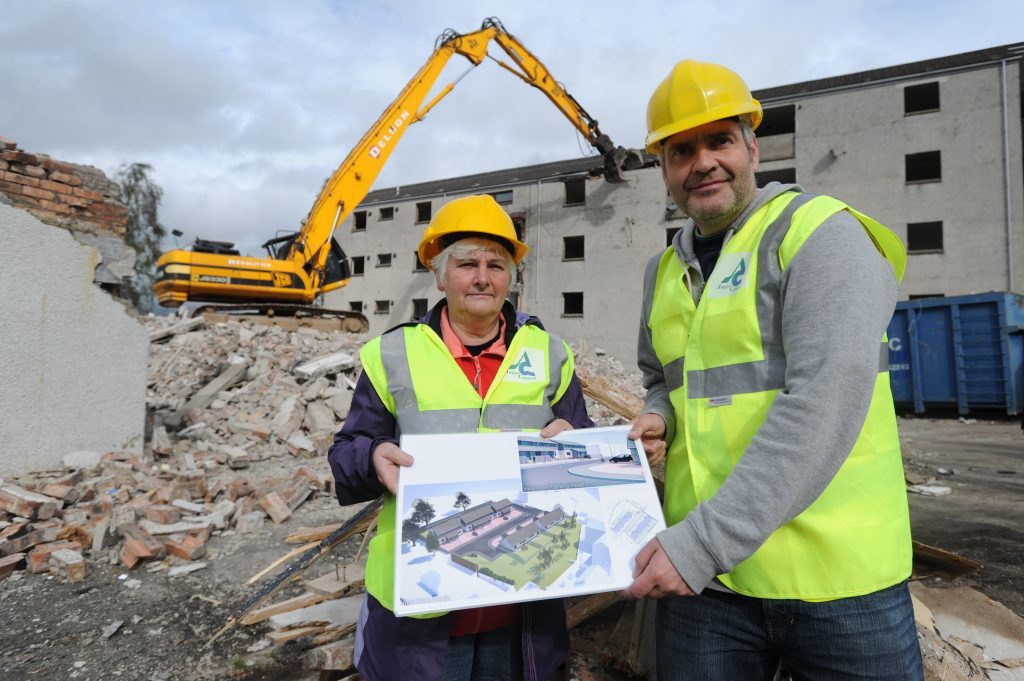 Councillors Donald Morrison and Jeanette Gaul at the site in Viewmount, Forfar.