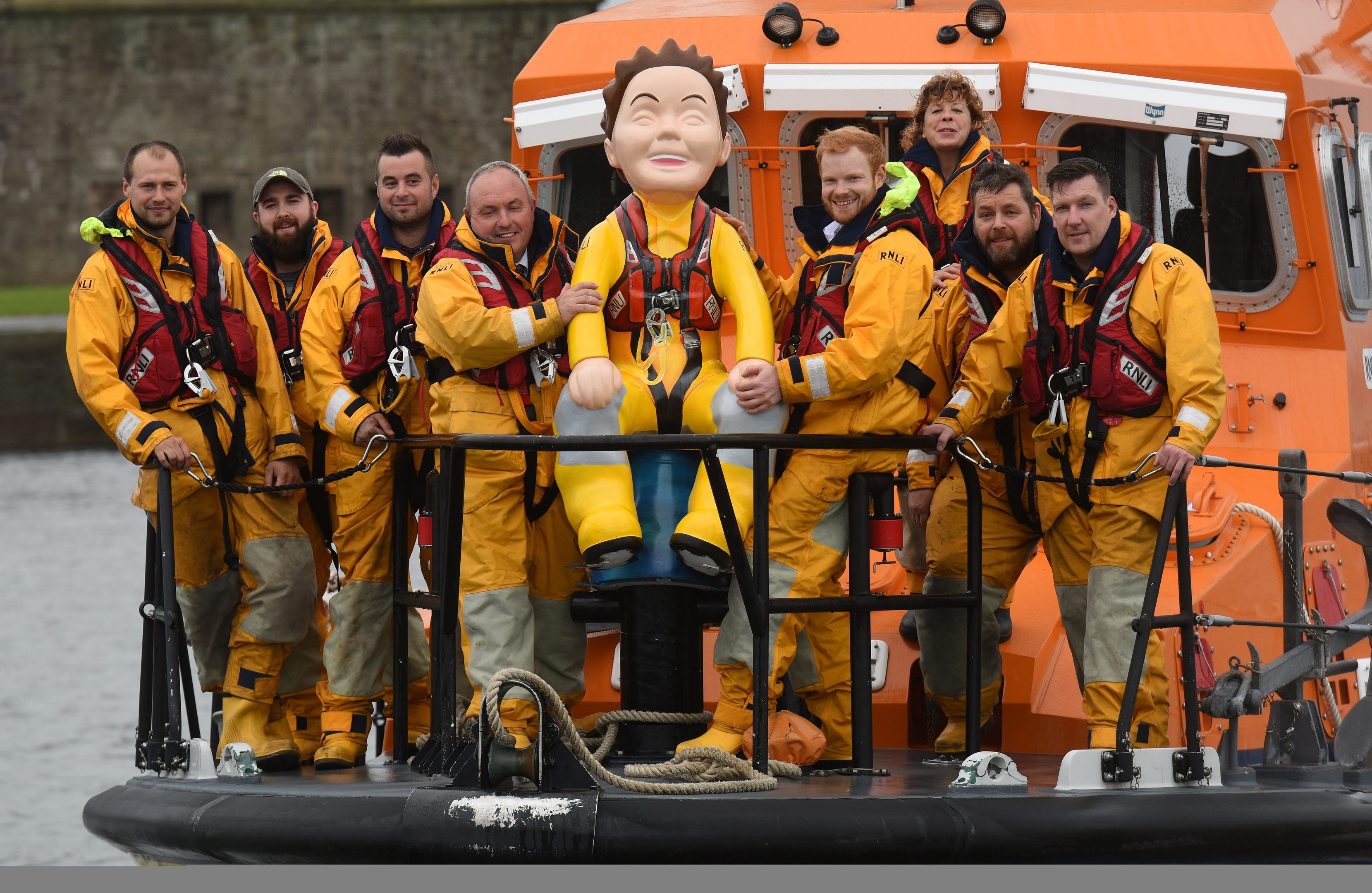 Members of the Broughty Ferry RNLI with Oor Lifesaver during the community's fundraising drive.